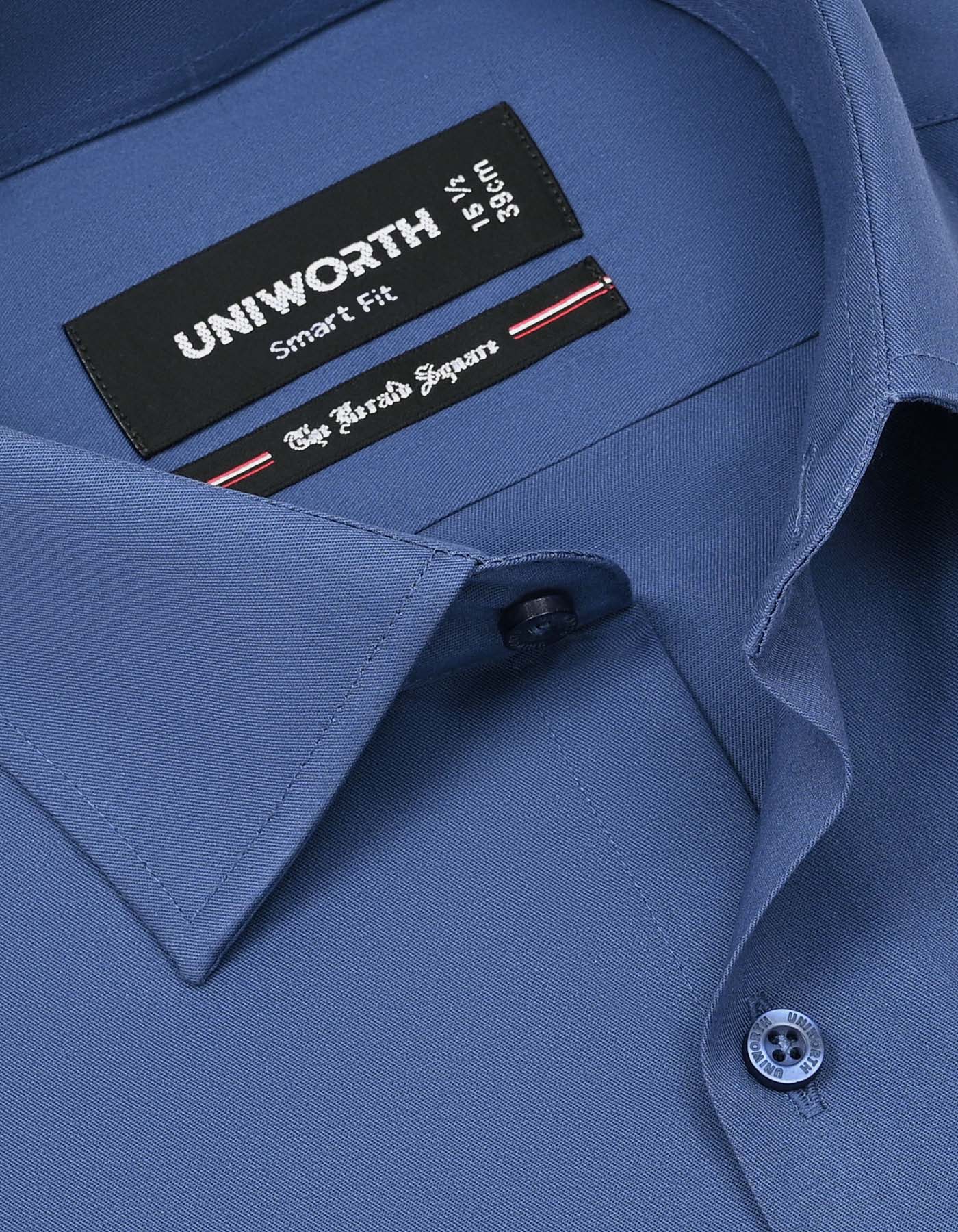 M Blue Plain Smart Fit Shirt - Image 2