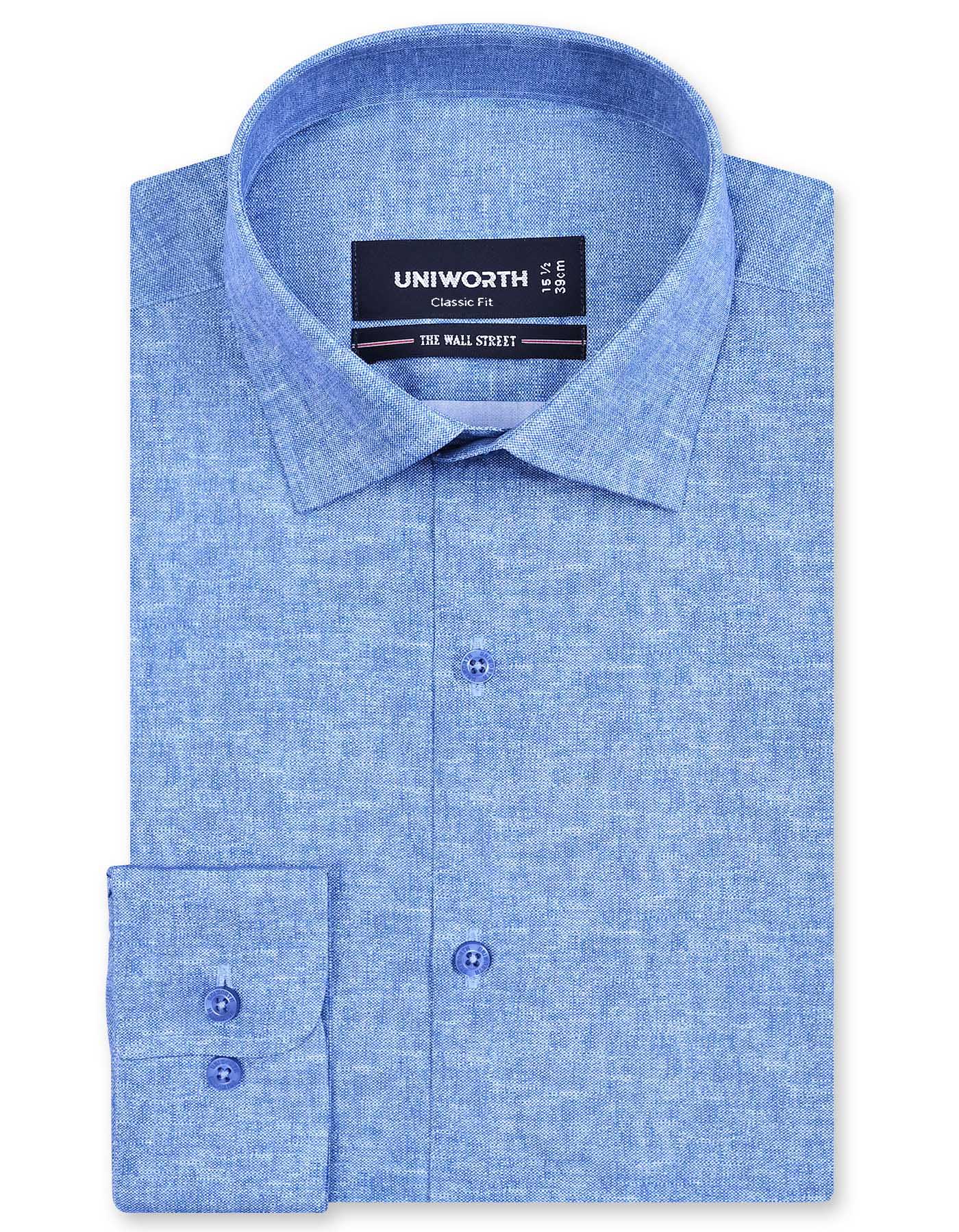 M Blue Printed Classic Fit Shirt