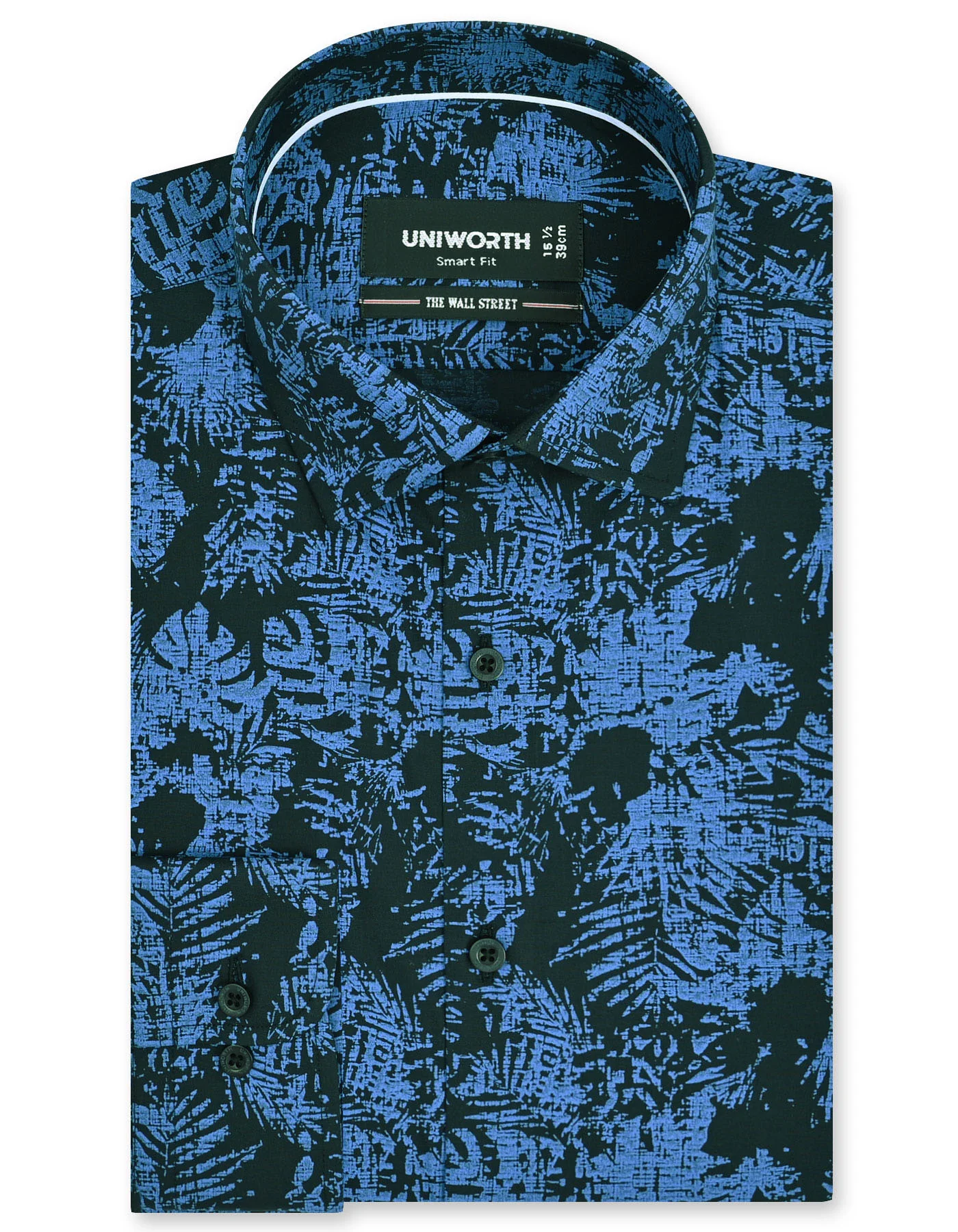 M Blue Printed Tailored Smart Fit Shirt