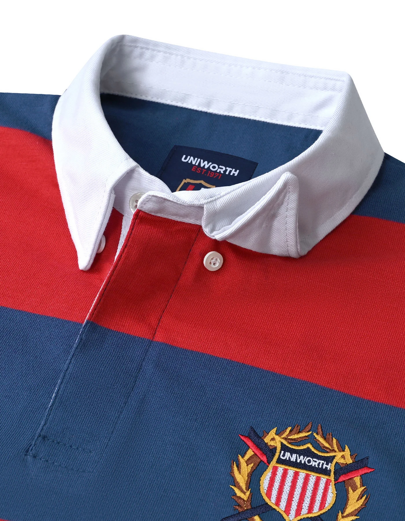 M Blue Stripe Cotton Rugby Polo - Image 2