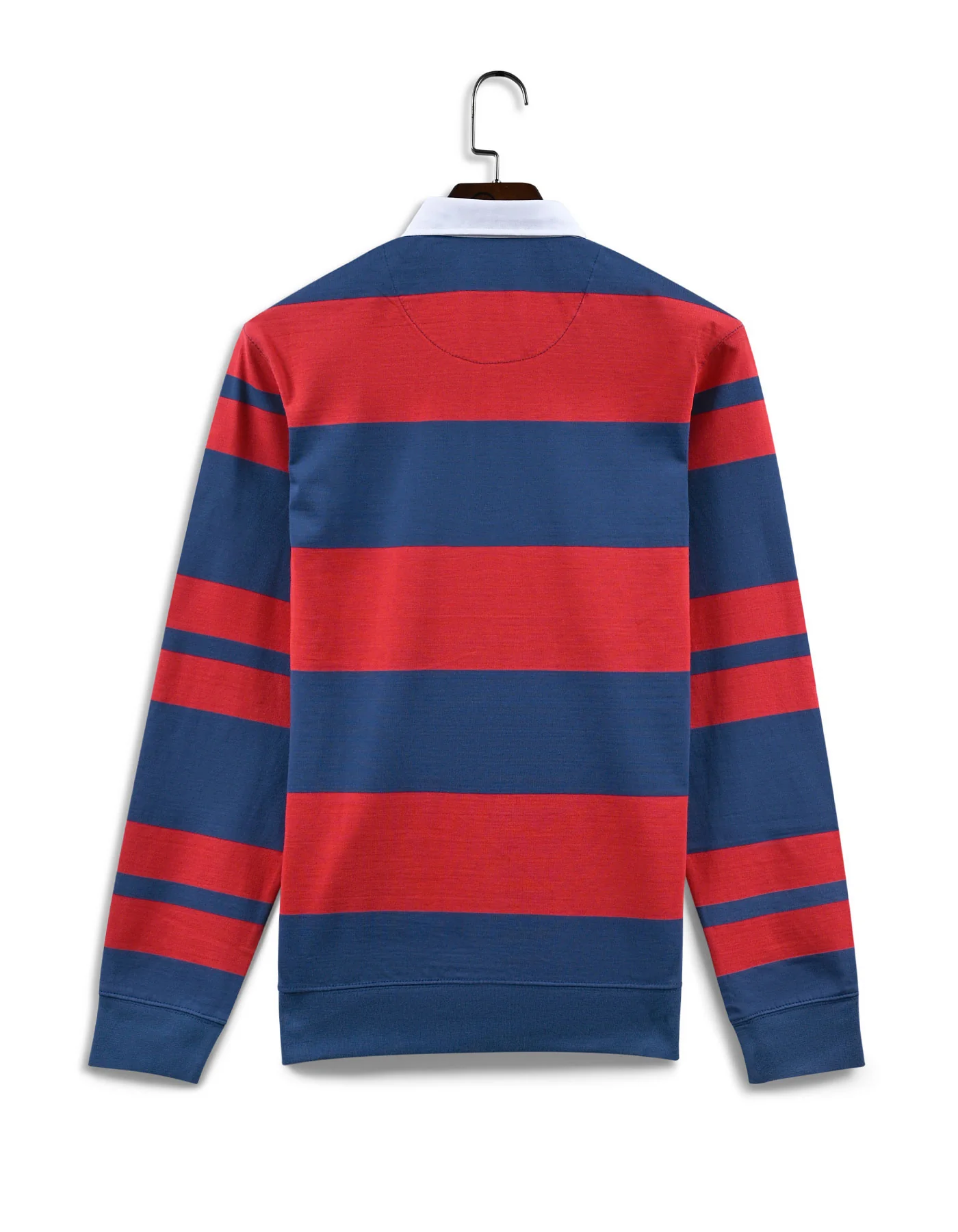 M Blue Stripe Cotton Rugby Polo - Image 5
