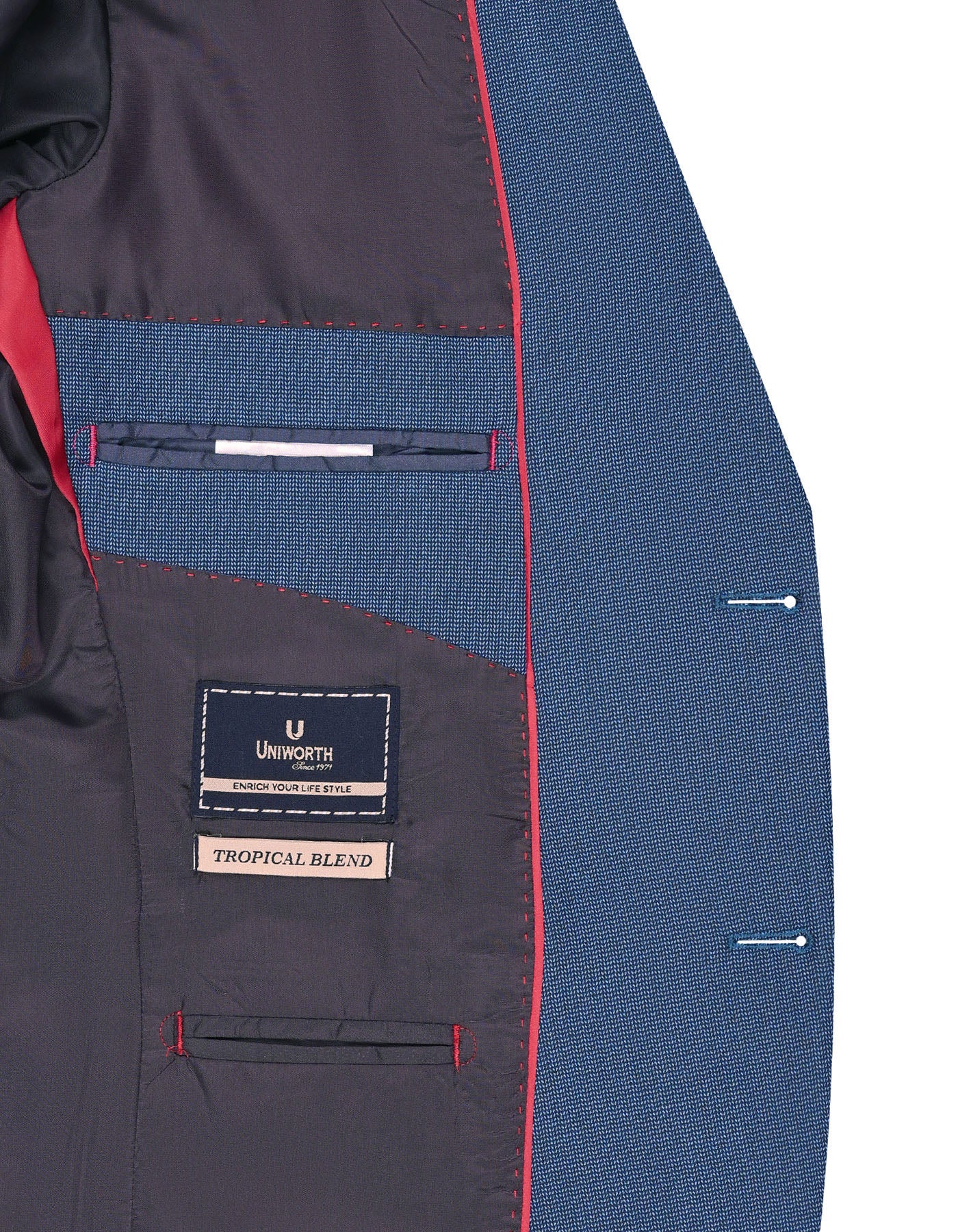 M Blue Texture Classic Fit Suit - Image 4