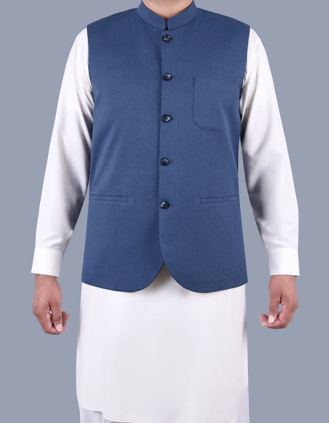 M Blue Texture Waist Coat