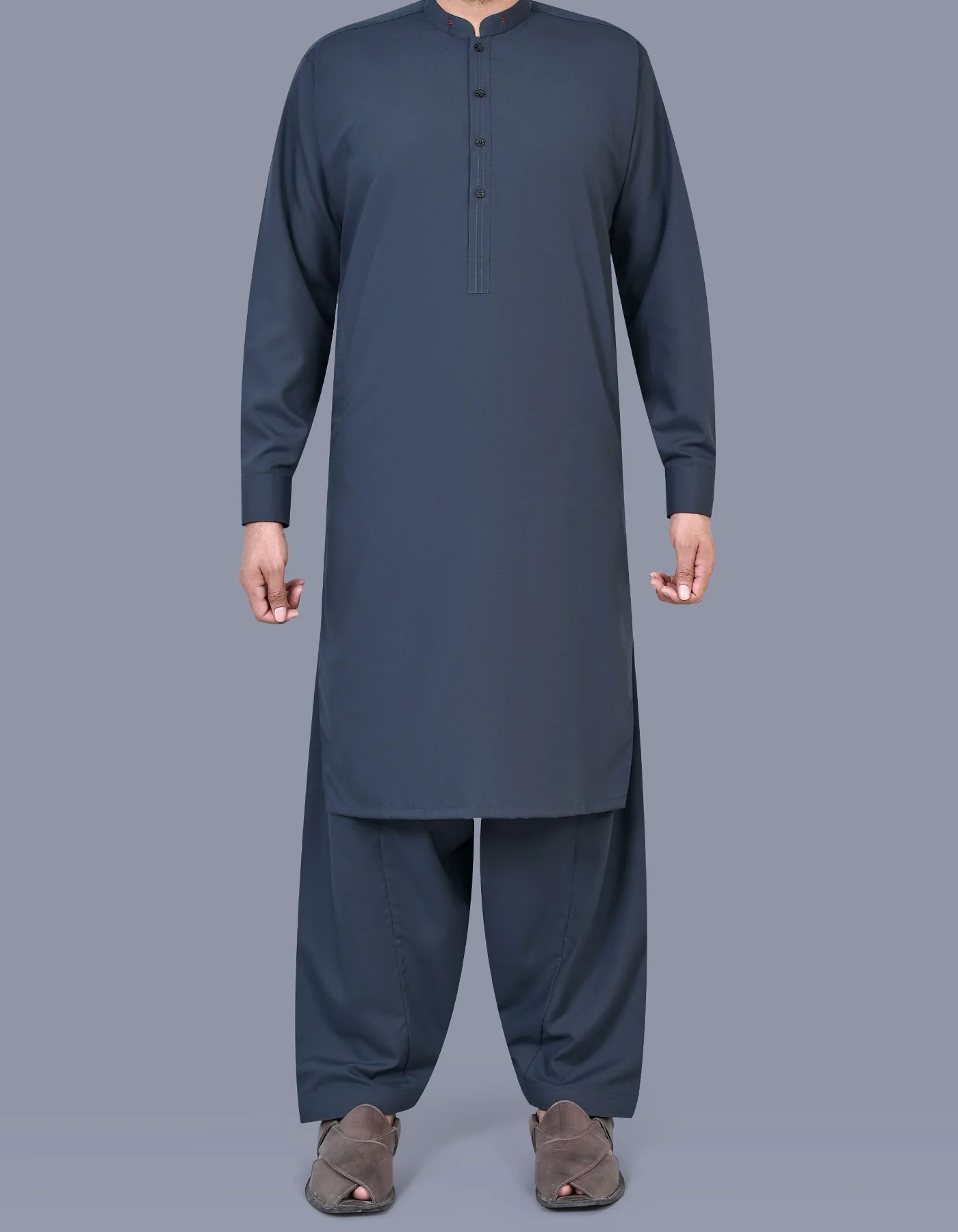 M Grey Plain Kameez Shalwar