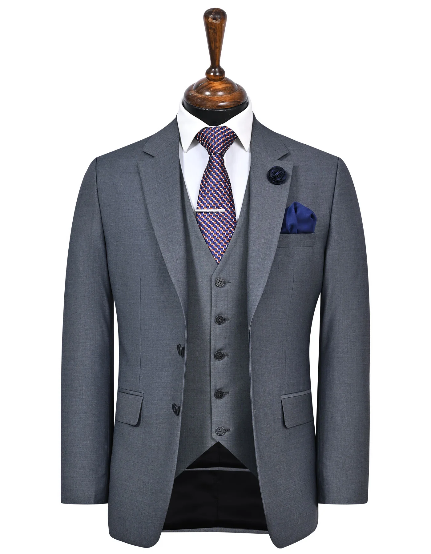 M Grey Plain Smart Fit Suit