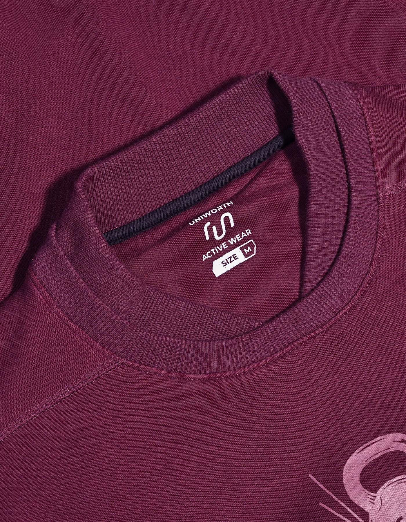 Maroon Baseball Neck Printed Performance Sweatshirt - Image 2