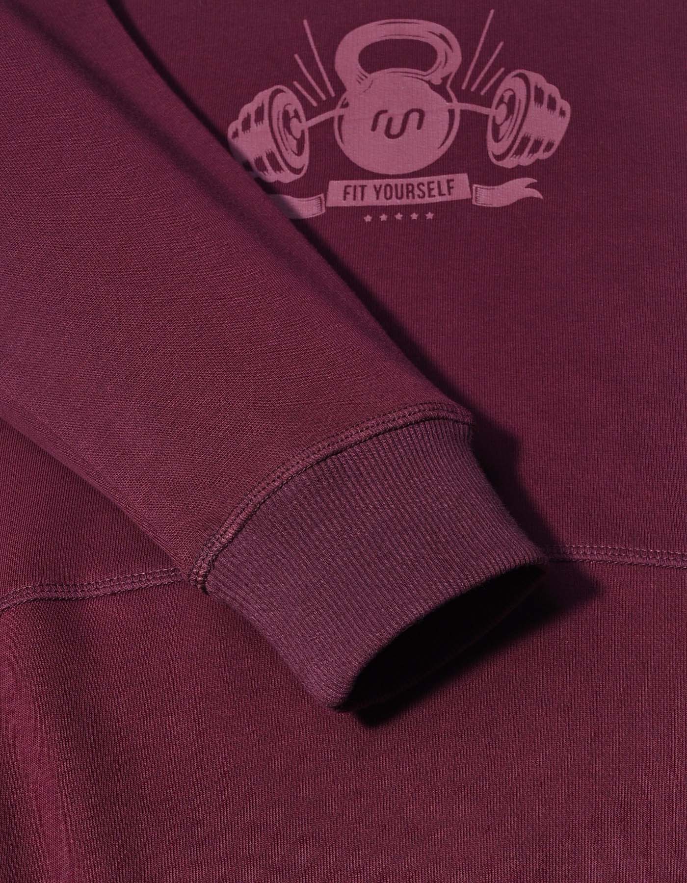Maroon Baseball Neck Printed Performance Sweatshirt - Image 3
