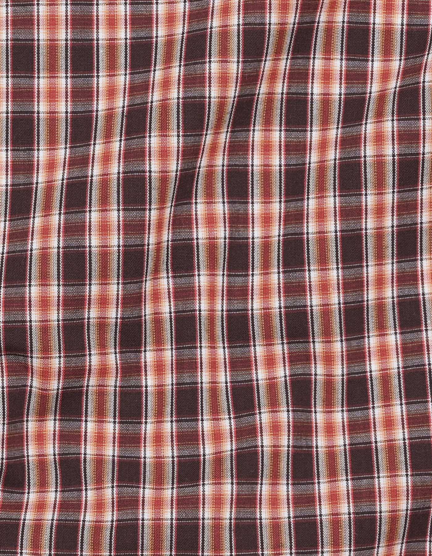 Maroon/Brown Check Business Casual Shirt - Image 7