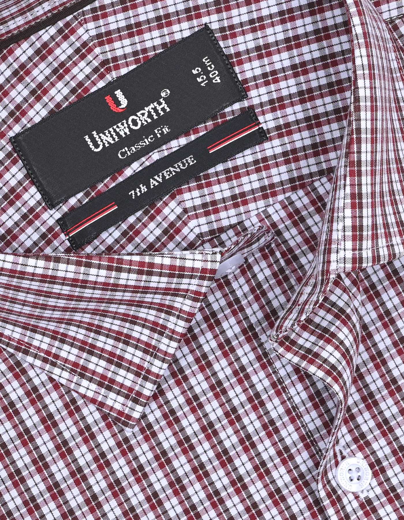 Maroon Check Classic Fit Shirt - Image 2