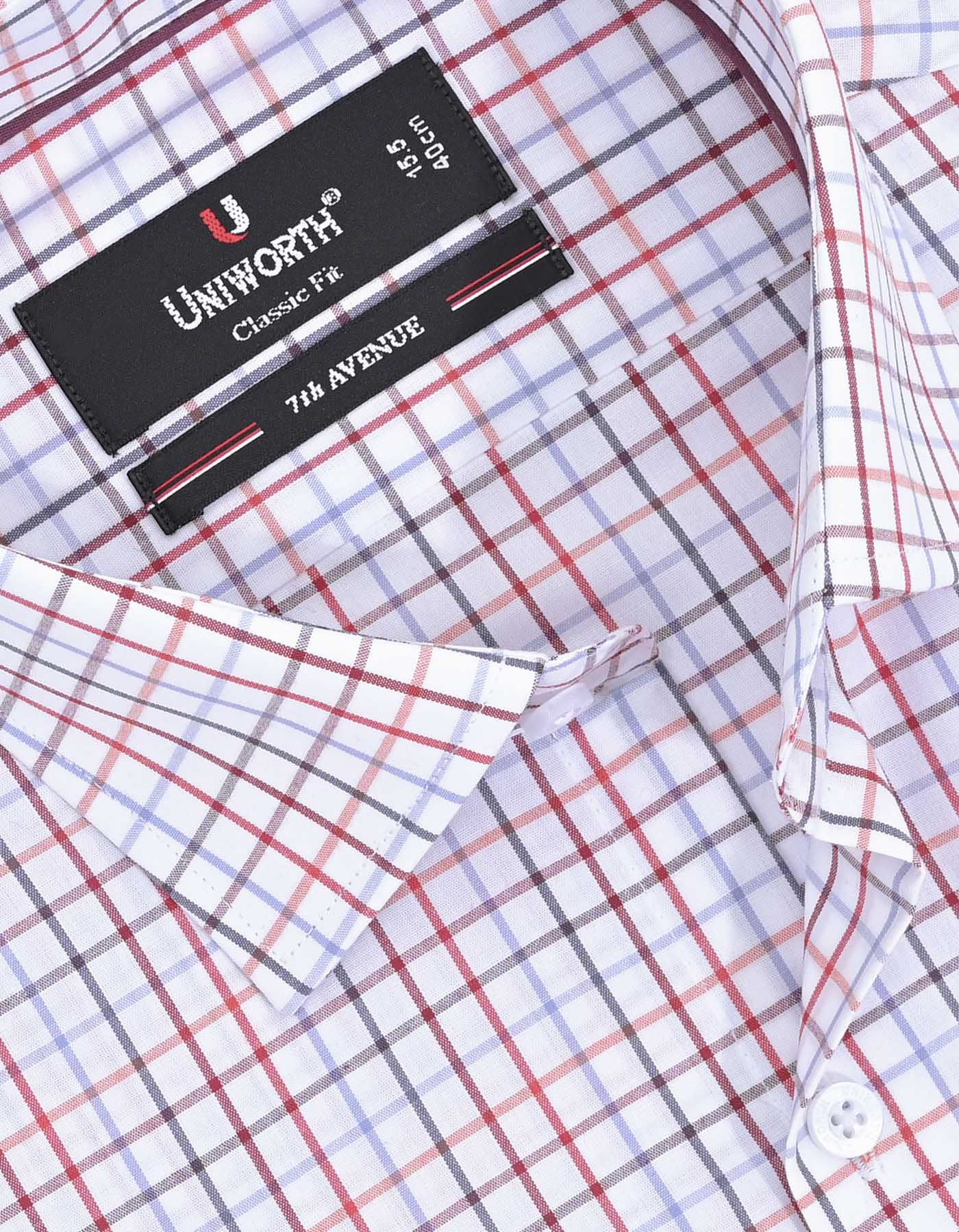 Maroon Check Classic Fit Shirt - Image 2