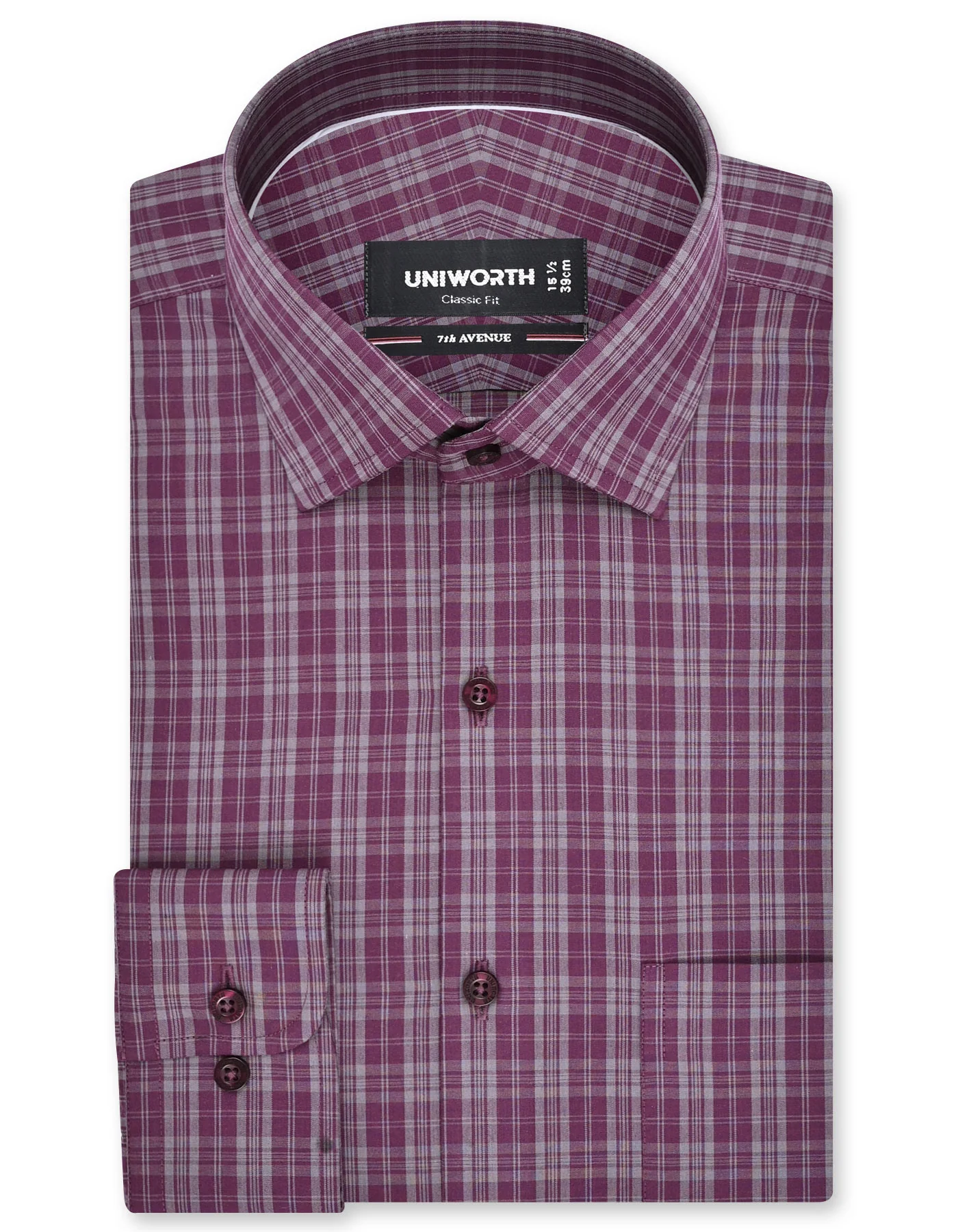 Maroon Check Classic Fit Shirt