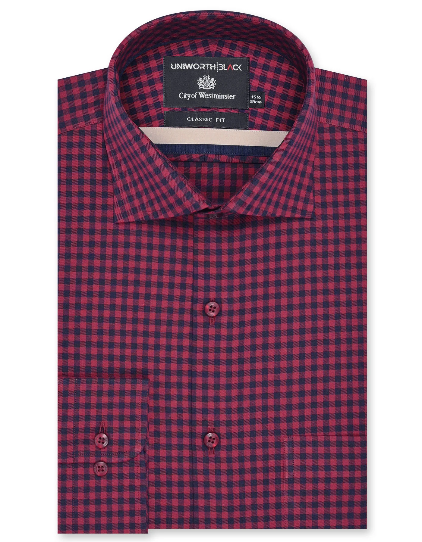 Maroon Check Classic Fit Shirt