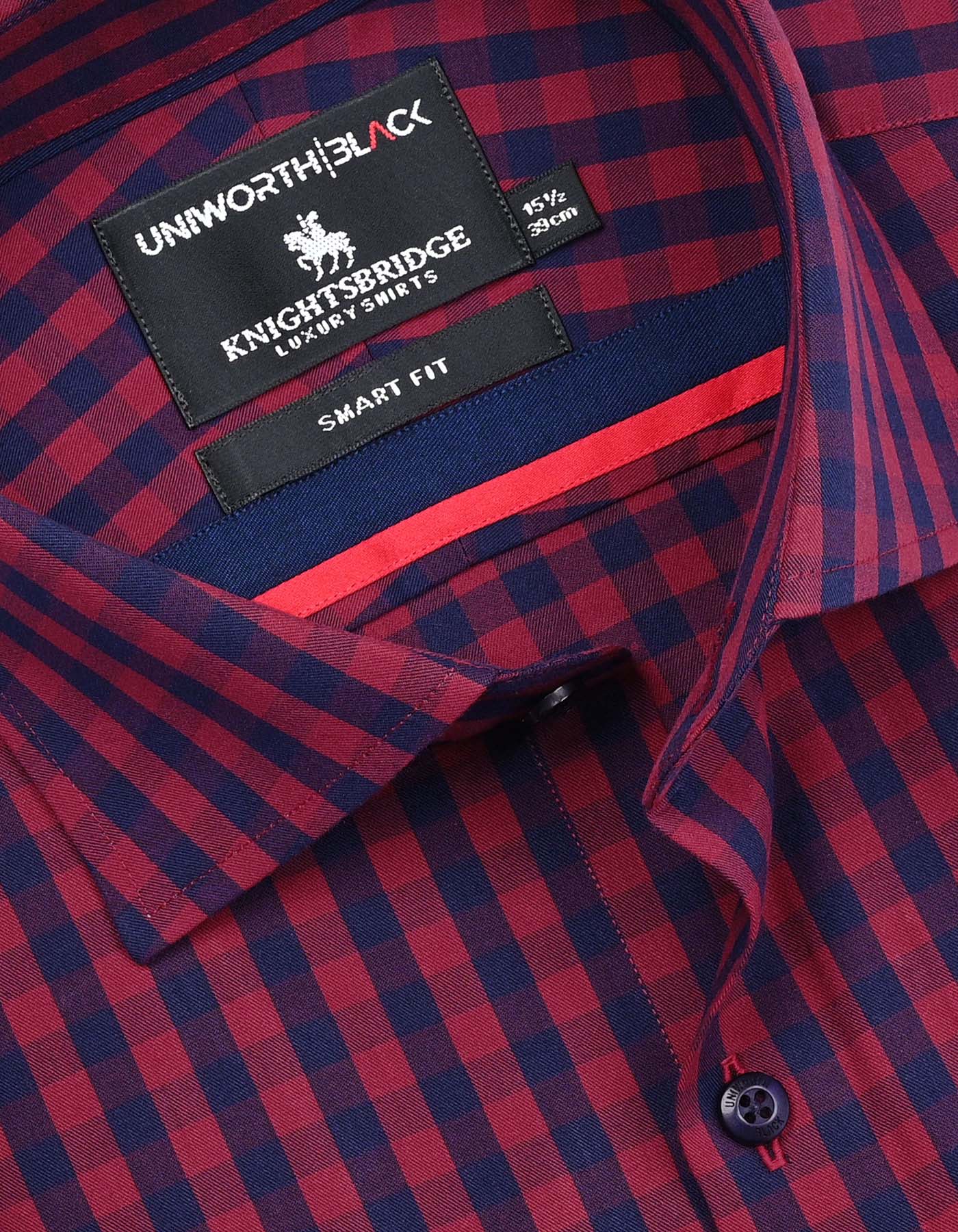 Maroon Check Smart Fit Shirt - Image 2