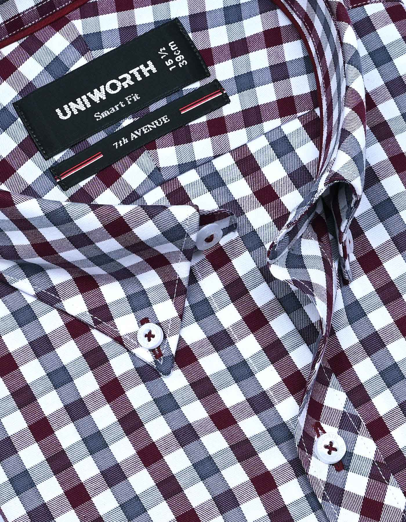 Maroon Check Tailored Smart Fit Shirt - Image 2