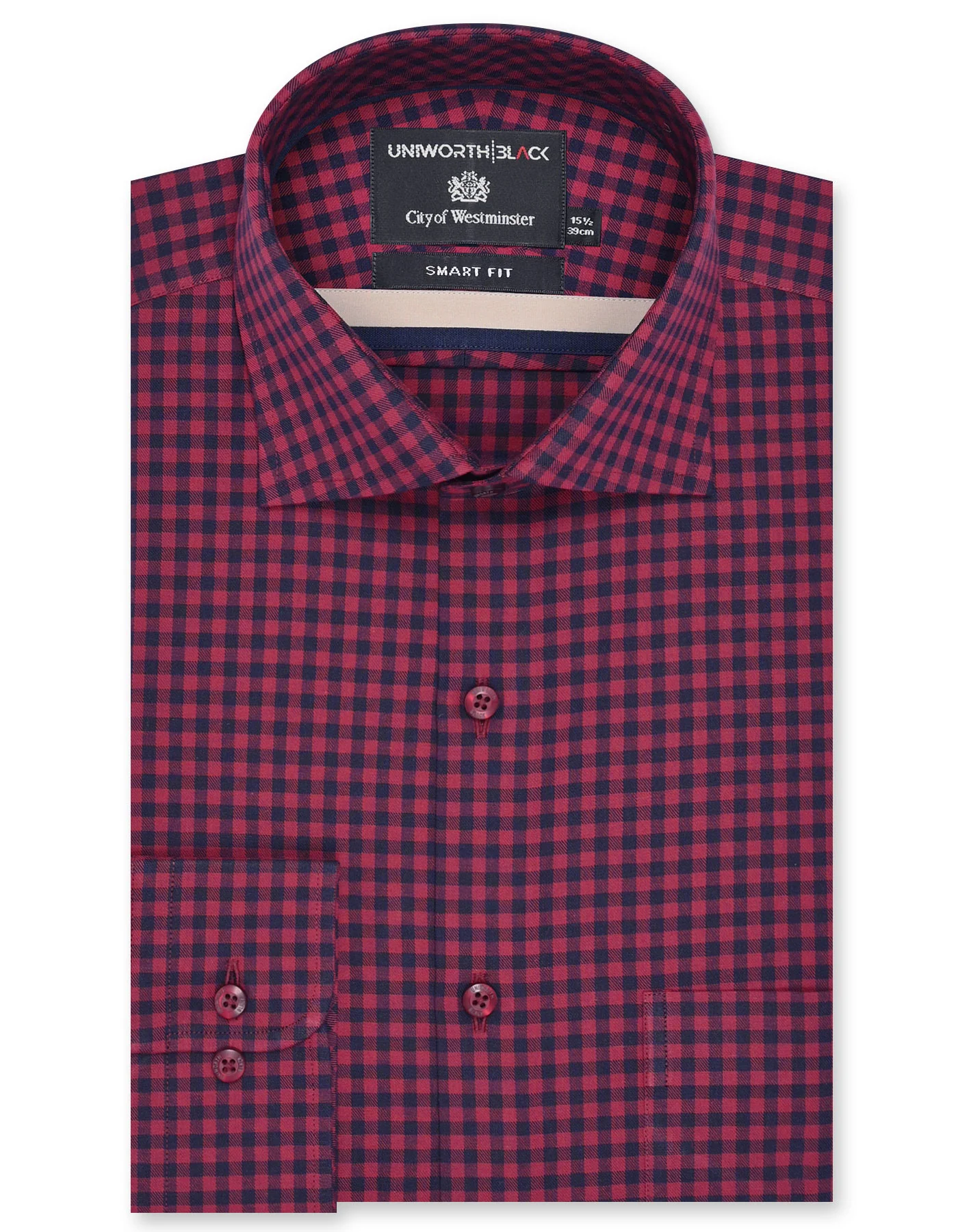 Maroon Check Tailored Smart Fit Shirt