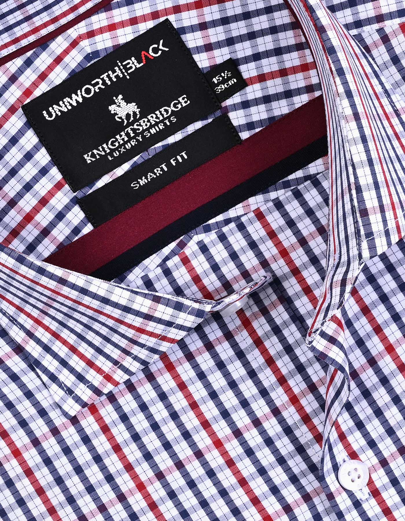 Maroon Check Tailored Smart Fit Shirt - Image 2