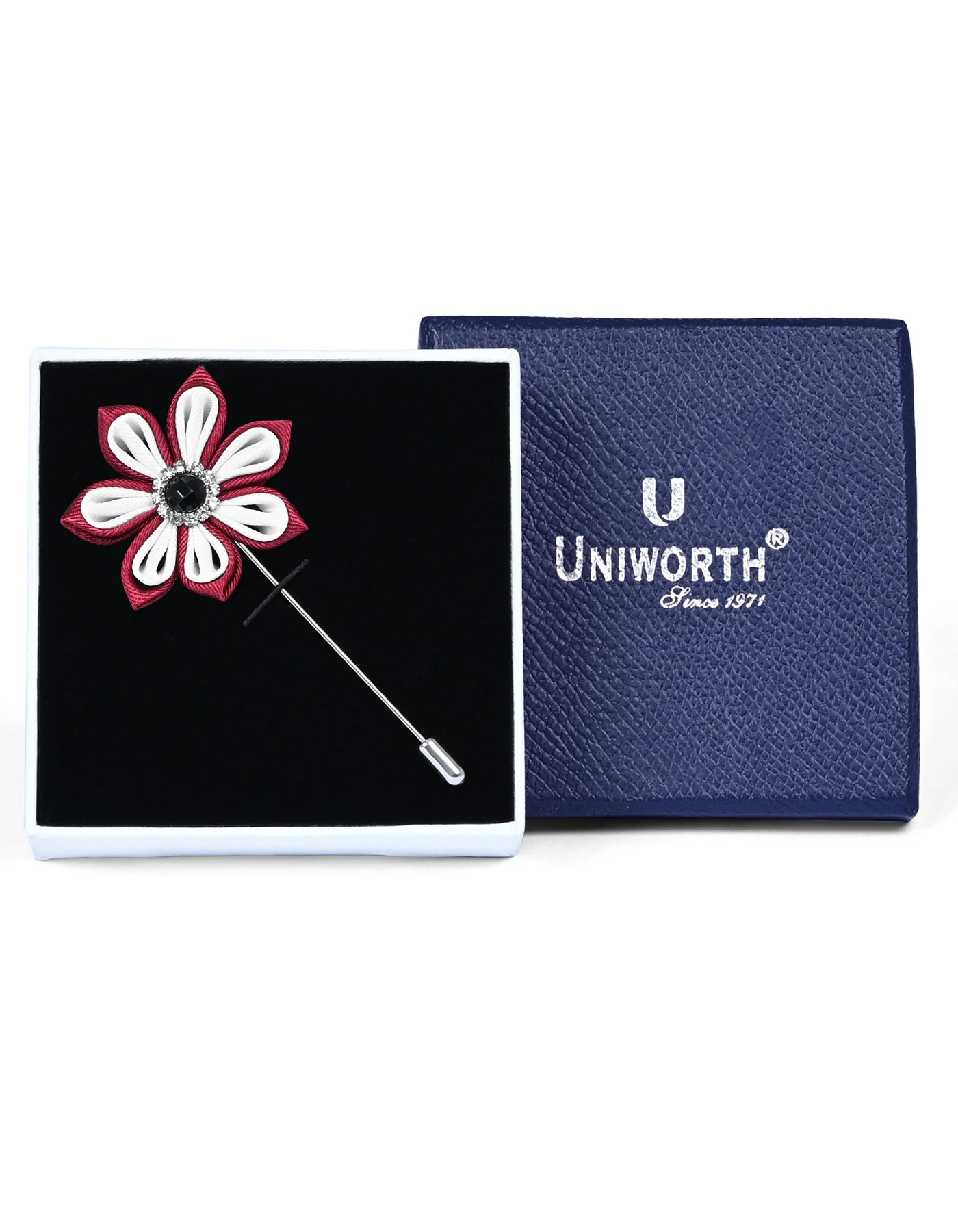 Maroon Floral Coat Lapel Pin - Image 2