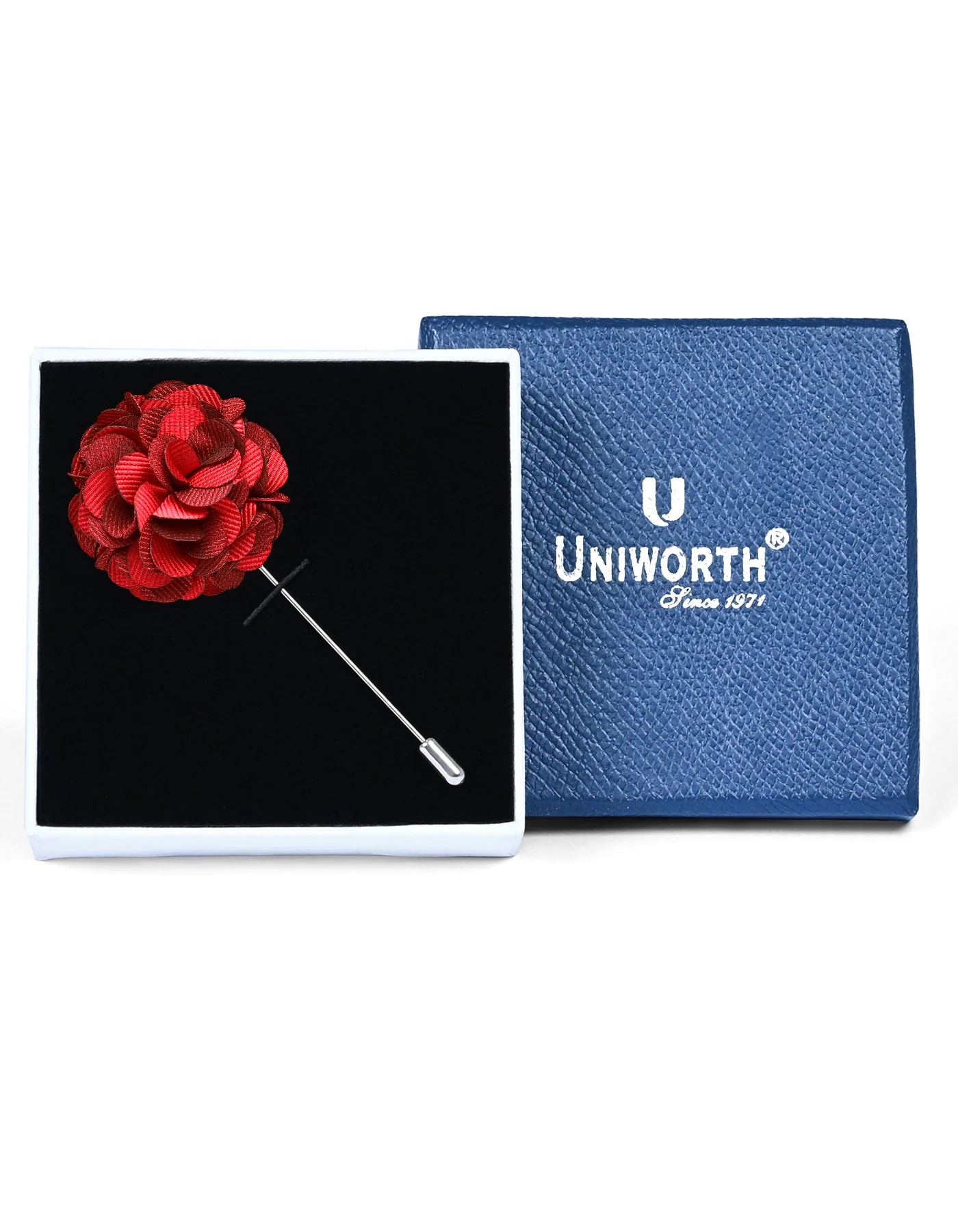 Maroon Floral Coat Lapel Pin - Image 2