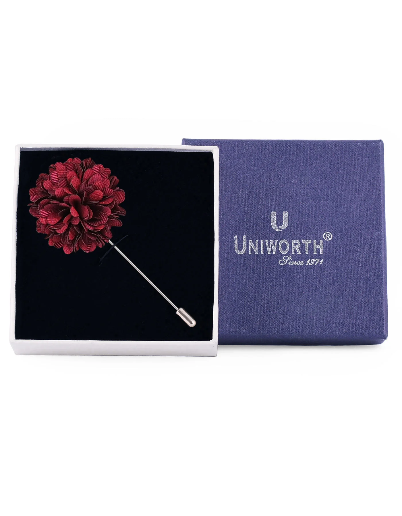 Maroon Floral Coat Lapel Pin - Image 2