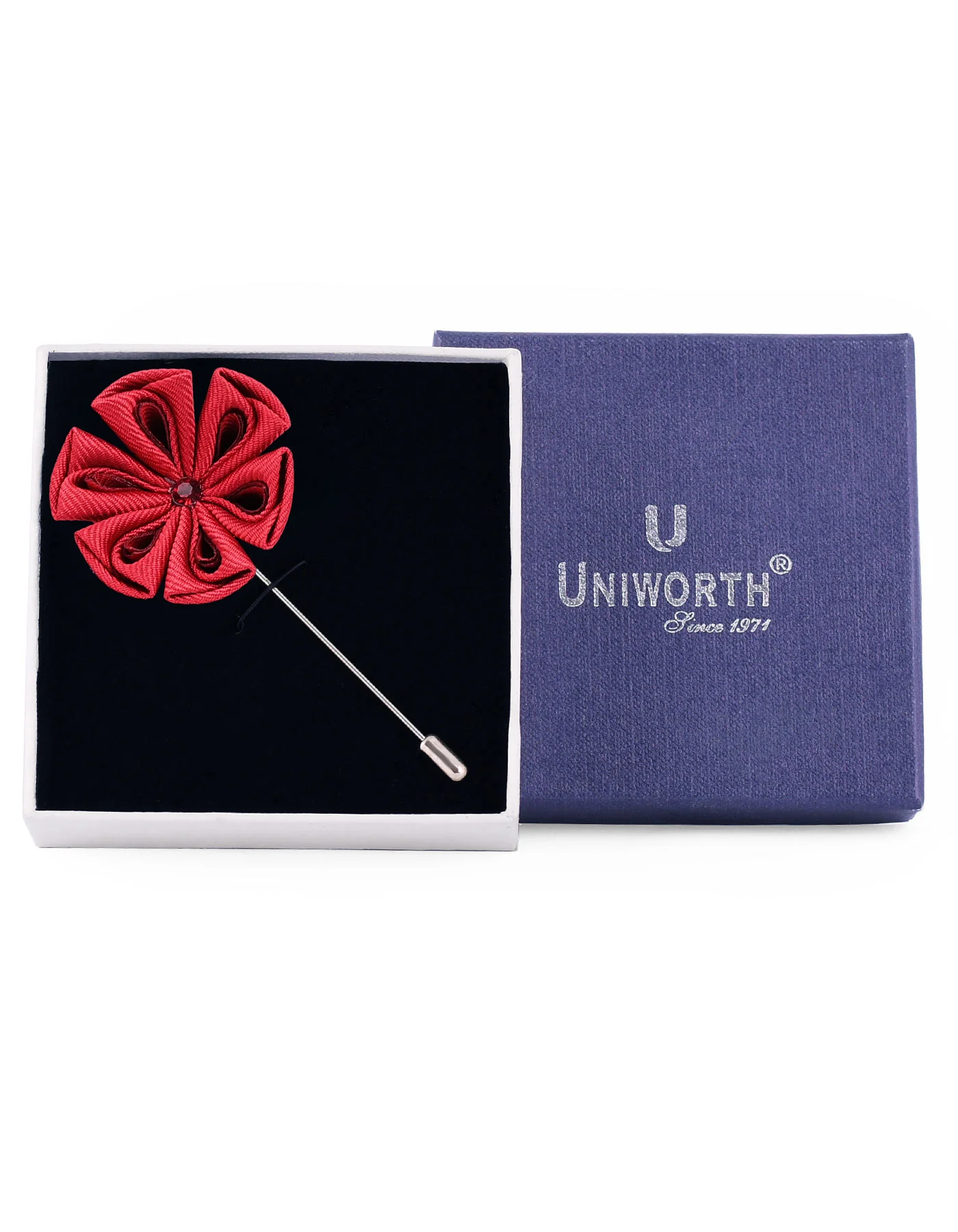 Maroon Floral Stick Coat Lapel Pin - Image 2