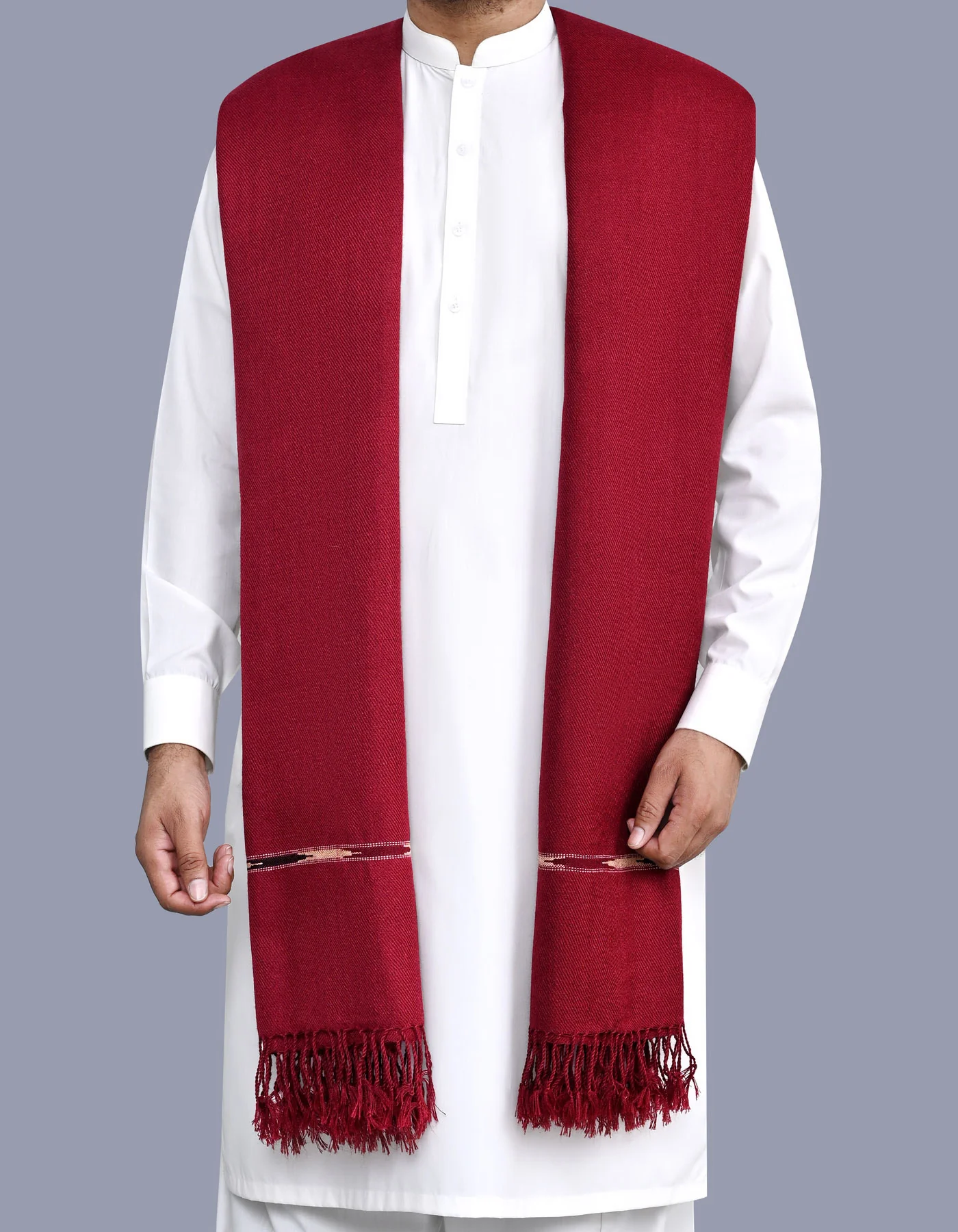 Maroon Plain 100% Acrylic Men Shawl - Image 3