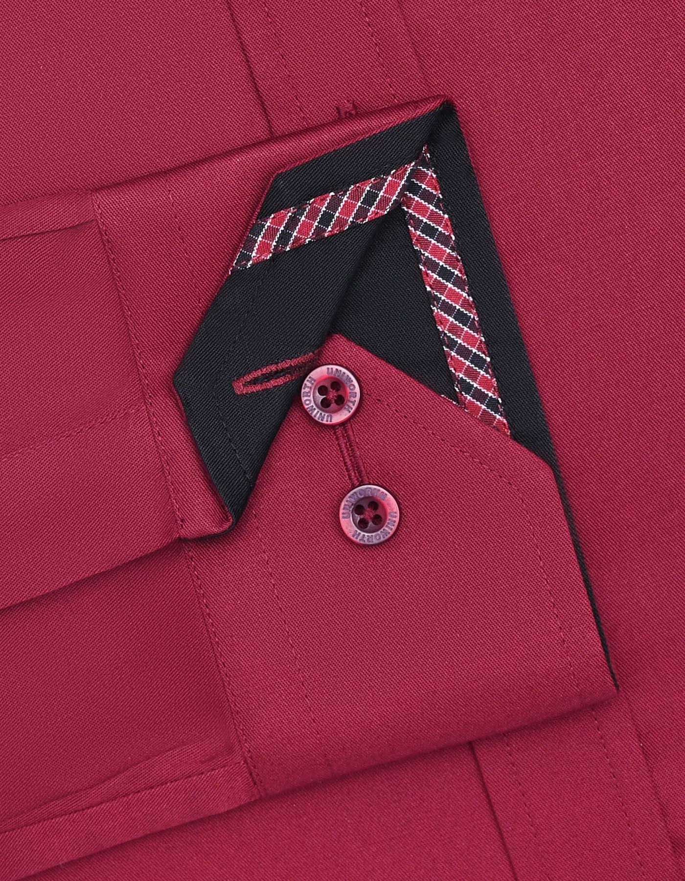 Maroon Plain Classic Fit Shirt - Image 3