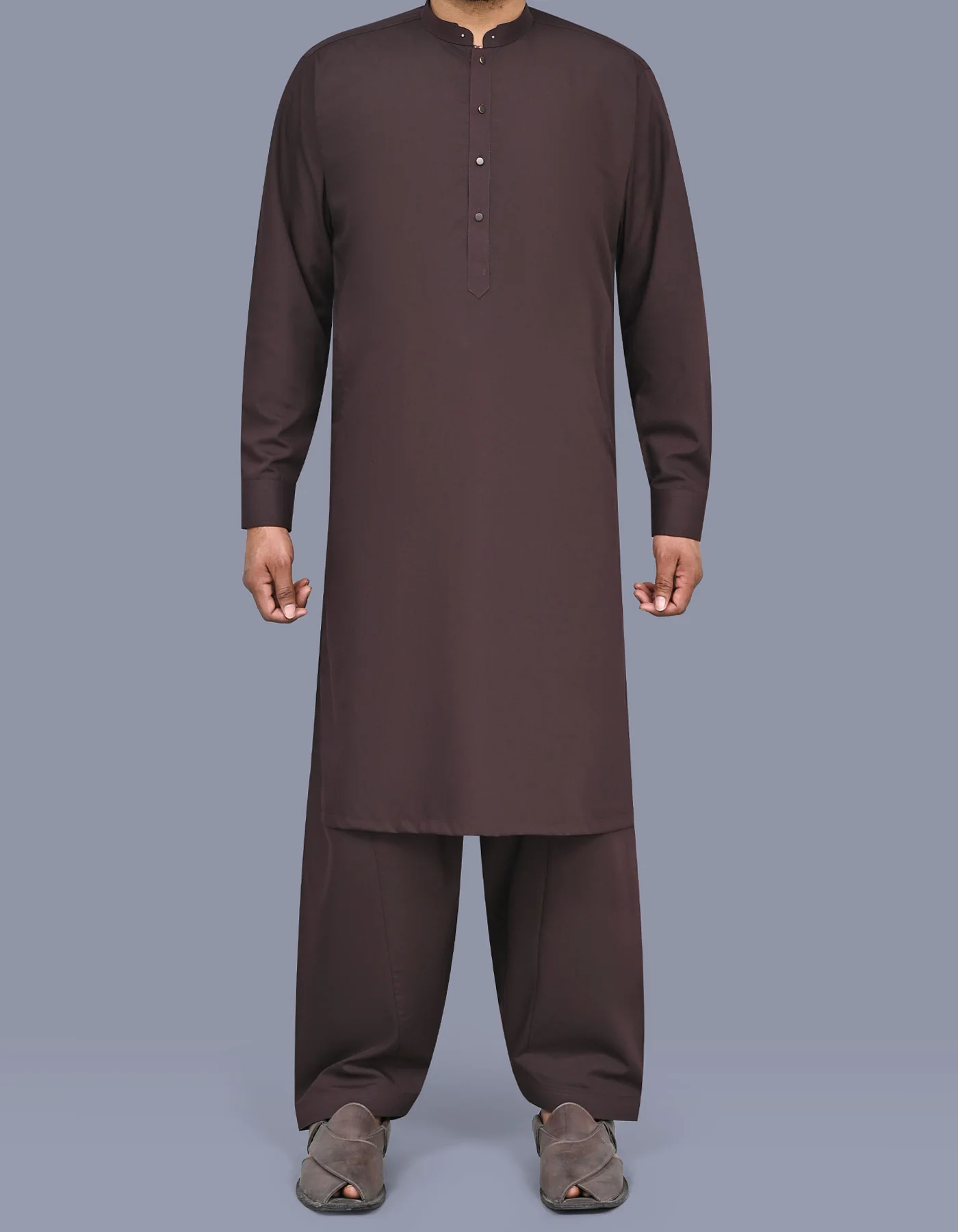 Maroon Plain Kameez Shalwar