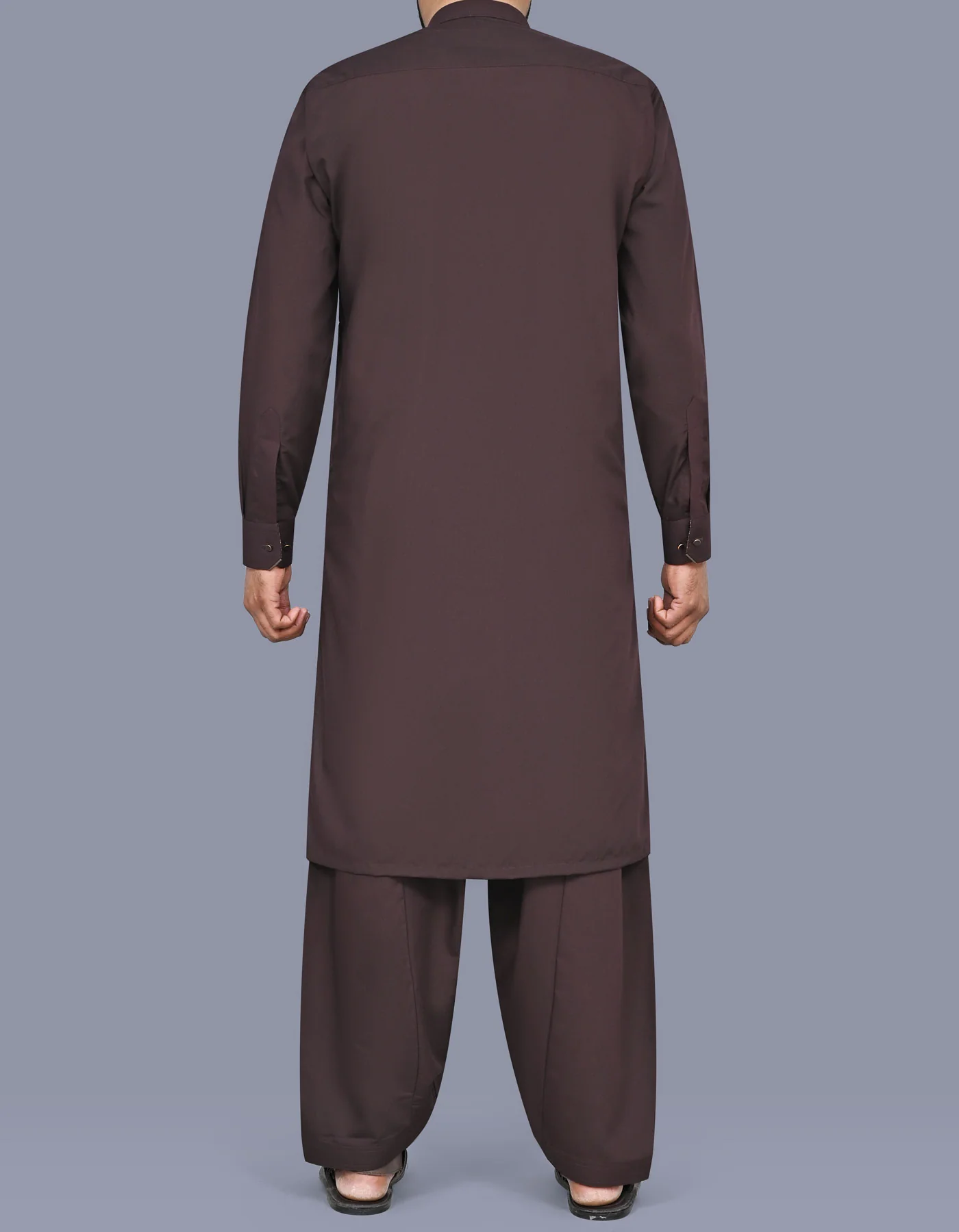 Maroon Plain Kameez Shalwar - Image 5