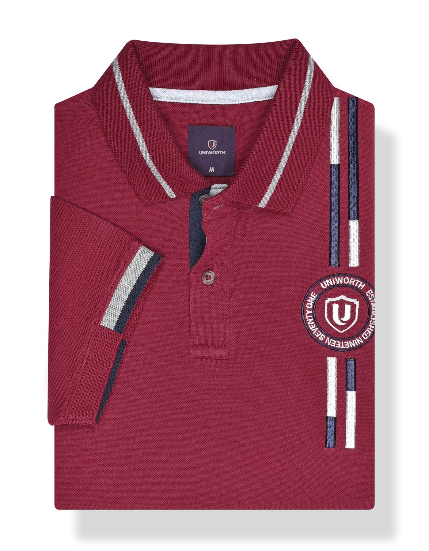 Maroon Plain Pique Polo Shirt - Image 2
