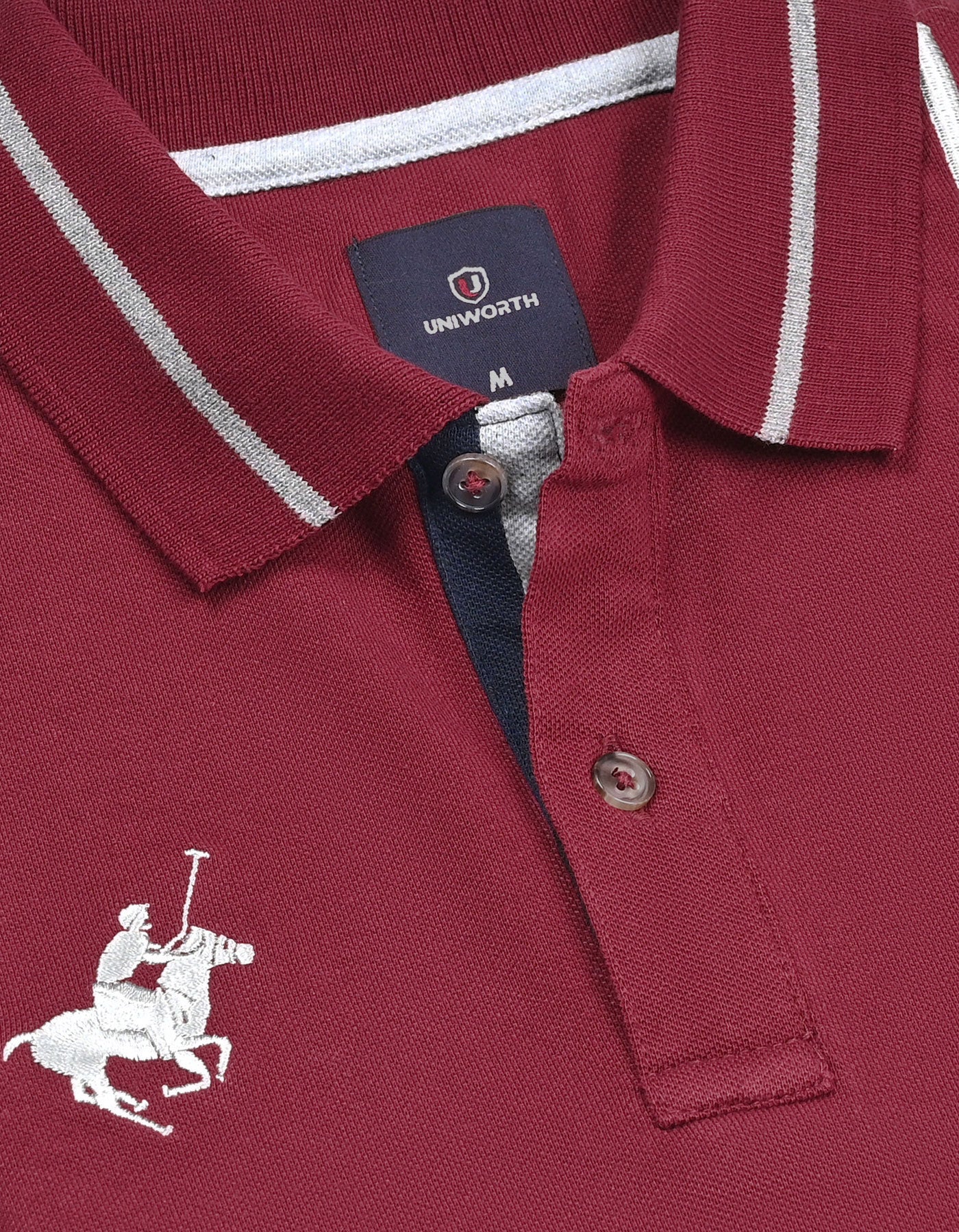 Maroon Plain Pique Polo Shirt - Image 3