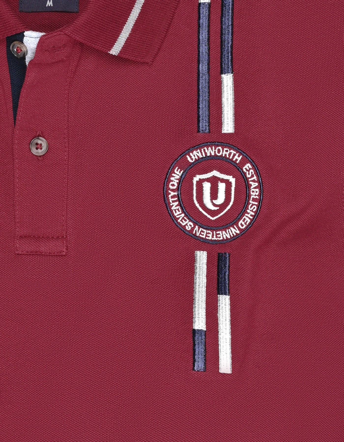 Maroon Plain Pique Polo Shirt - Image 4