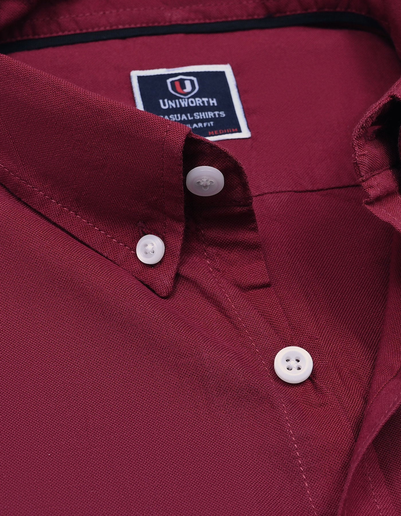 Maroon Plain Regular Fit Casual Shirt - Image 4