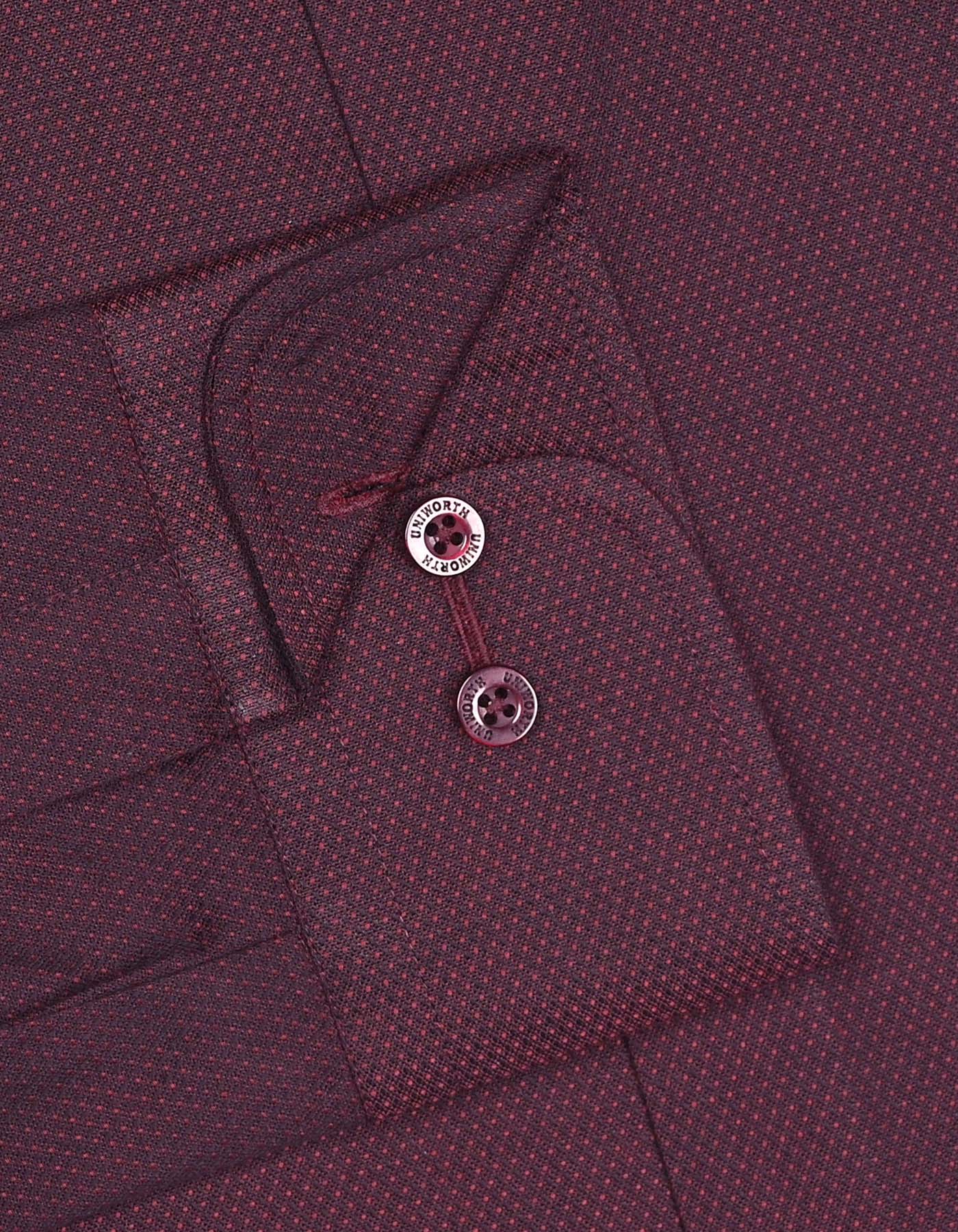 Maroon Self Classic Fit Shirt - Image 3