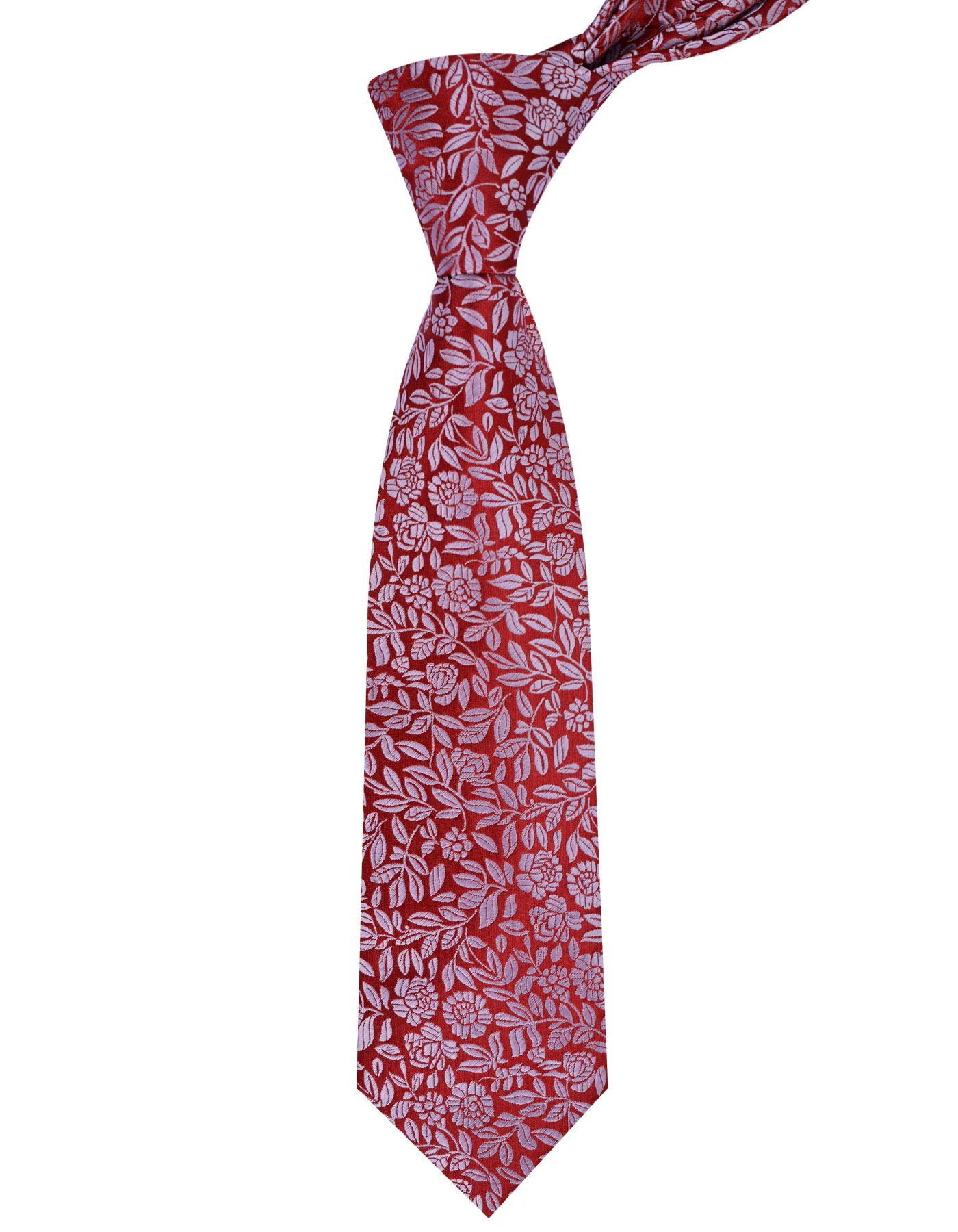 Maroon/Silver Floral Tie - Image 2