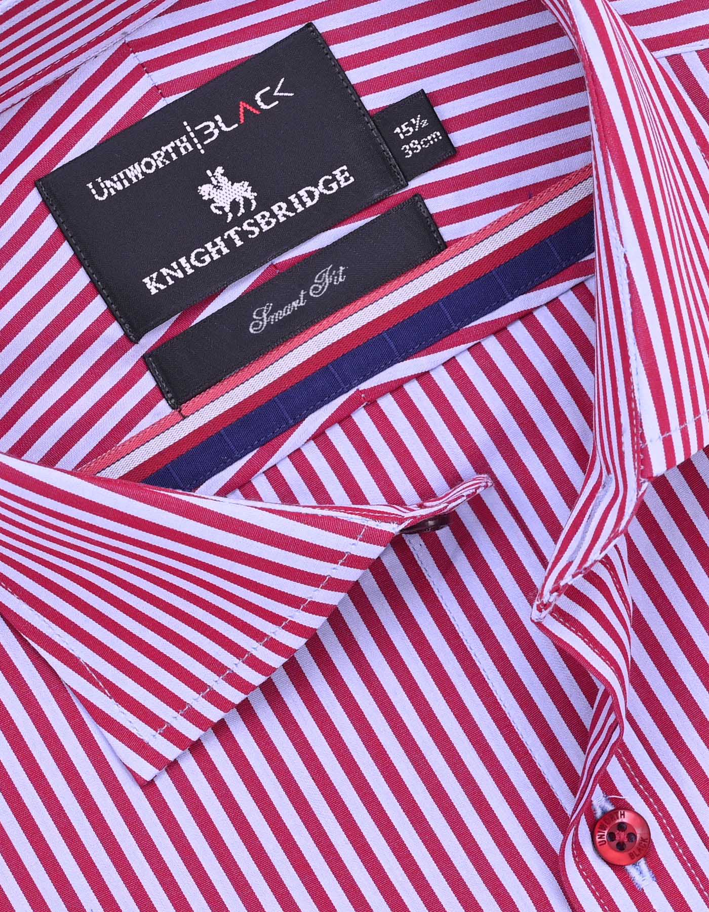 Maroon/Sky Stripe Tailored Smart Fit Shirt - Image 2
