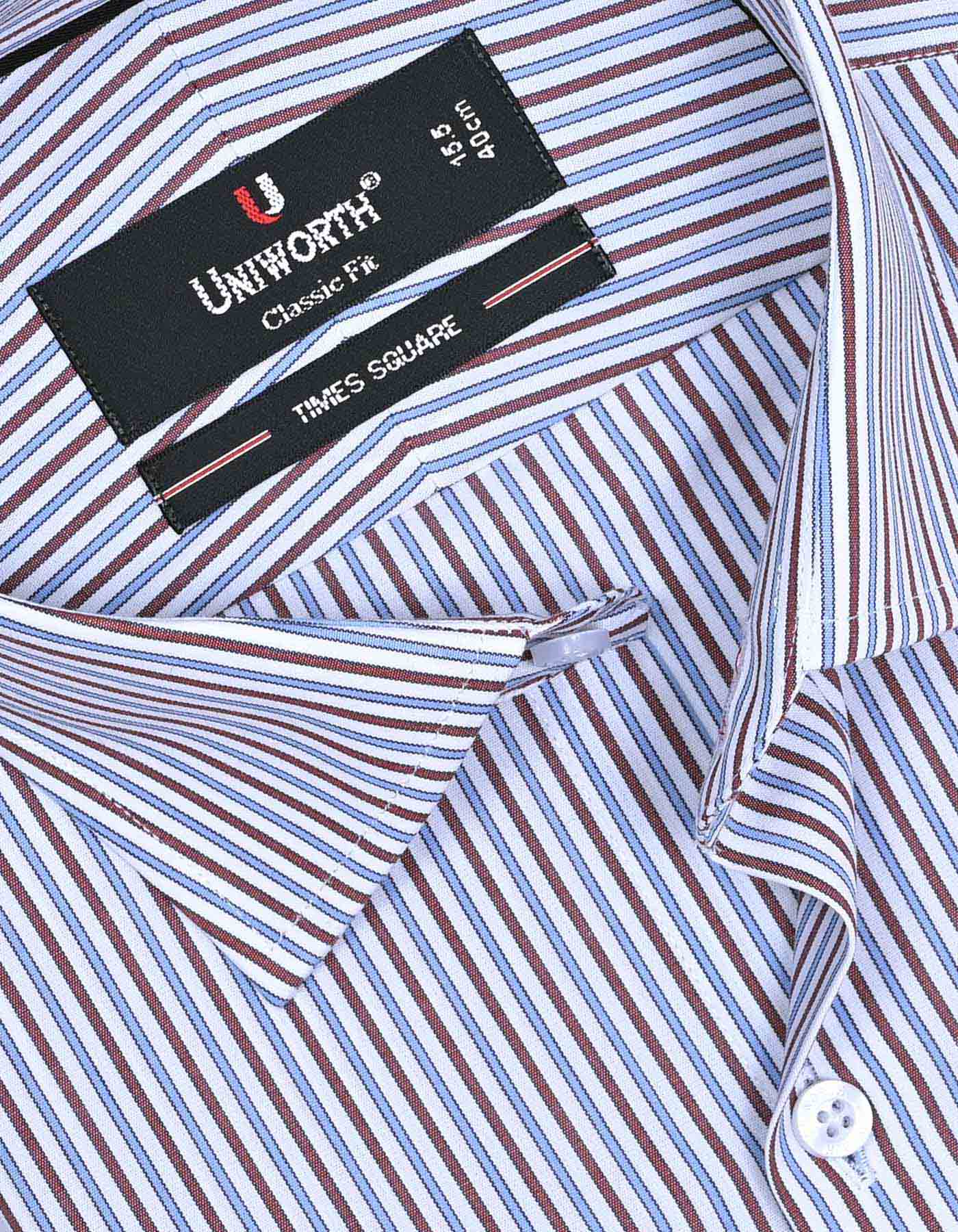 Maroon Stripe Classic Fit Shirt - Image 2