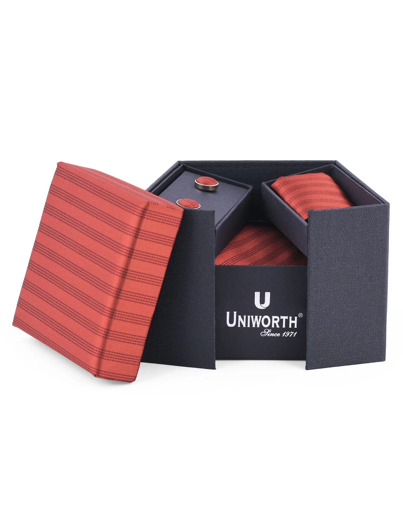 Maroon Stripe Cufflink Tie Set - Image 2