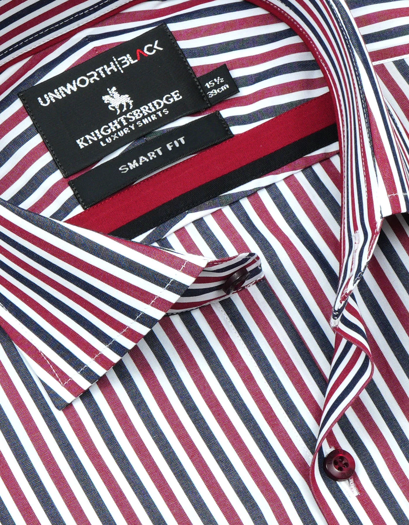 Maroon Stripe Tailored Smart Fit Shirt - Image 2