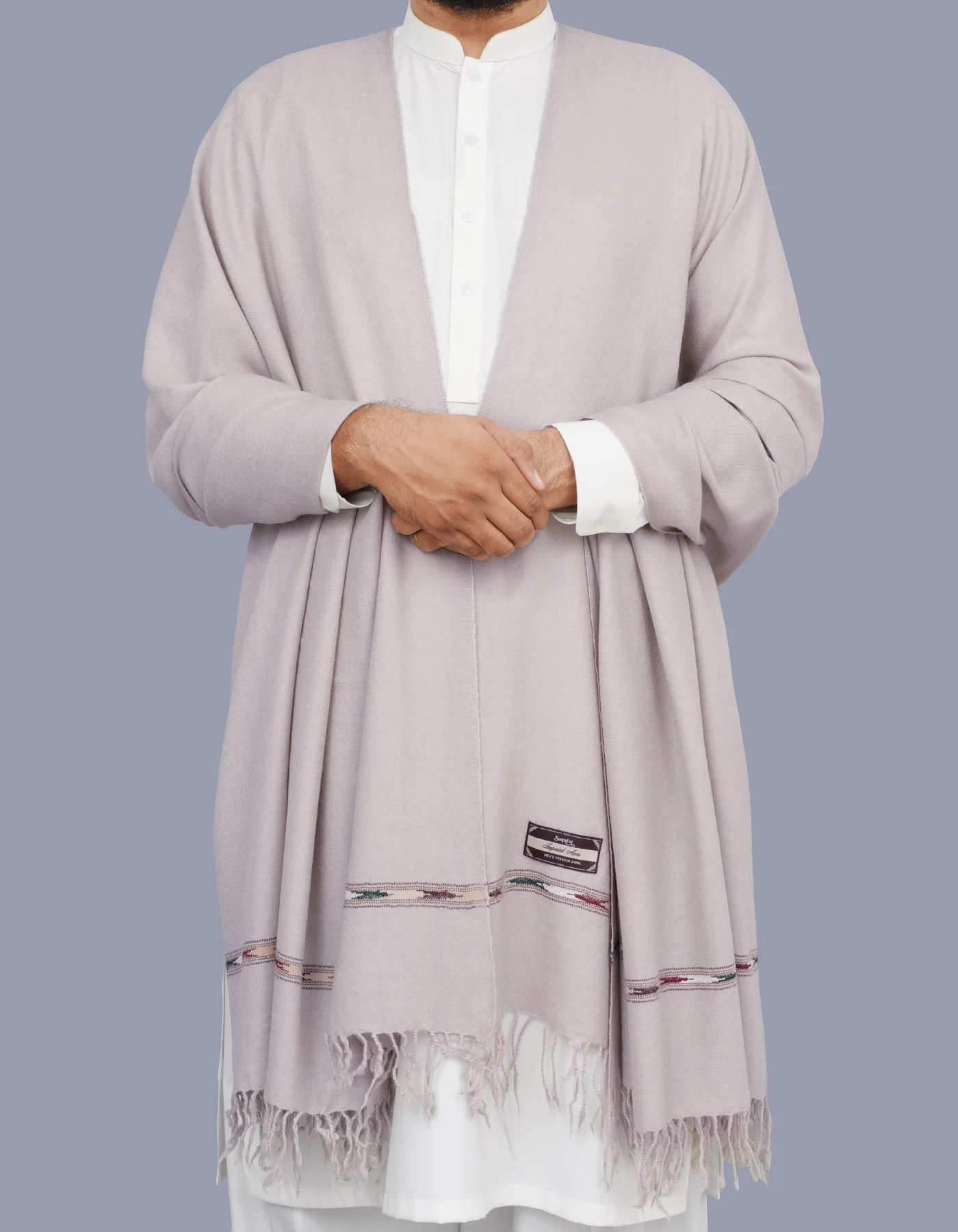 Mauve Plain 100% Wool Men Shawl