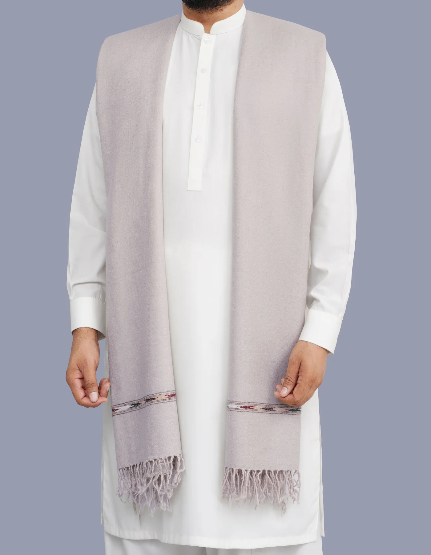Mauve Plain 100% Wool Men Shawl - Image 3