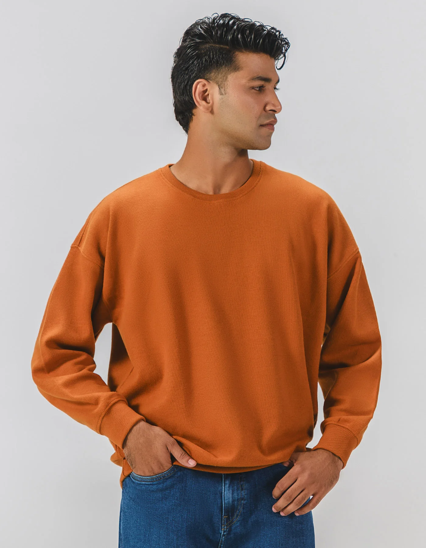 Mustard Plain Relax Fit Sweatshirt - Image 2