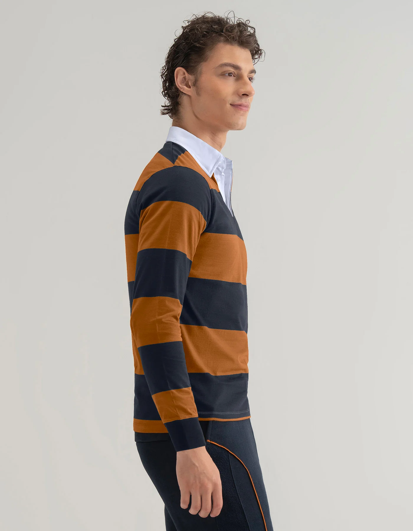 Mustard Stripe Cotton Rugby Polo - Image 3