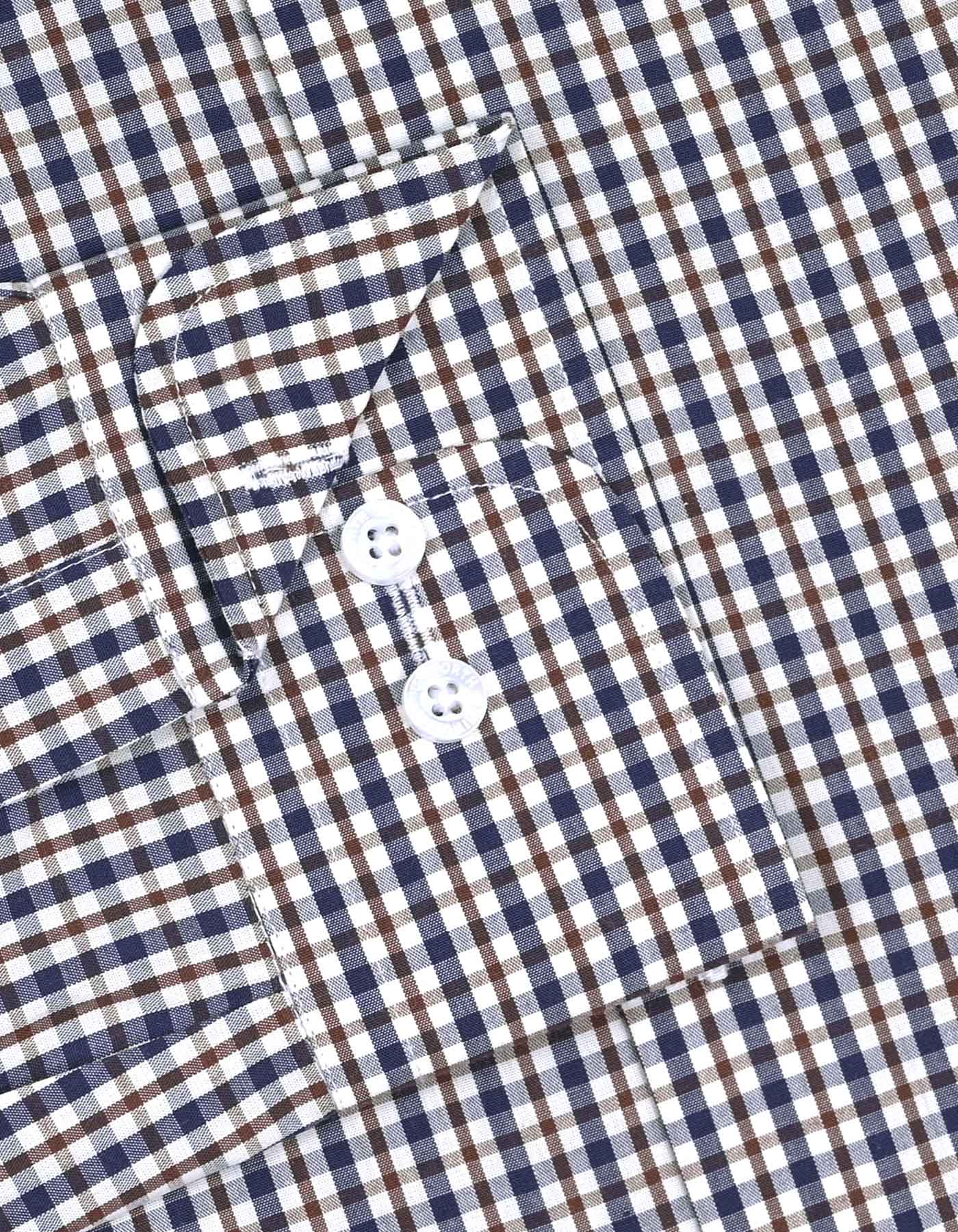 Navy/Brown Check Classic Fit Shirt - Image 3