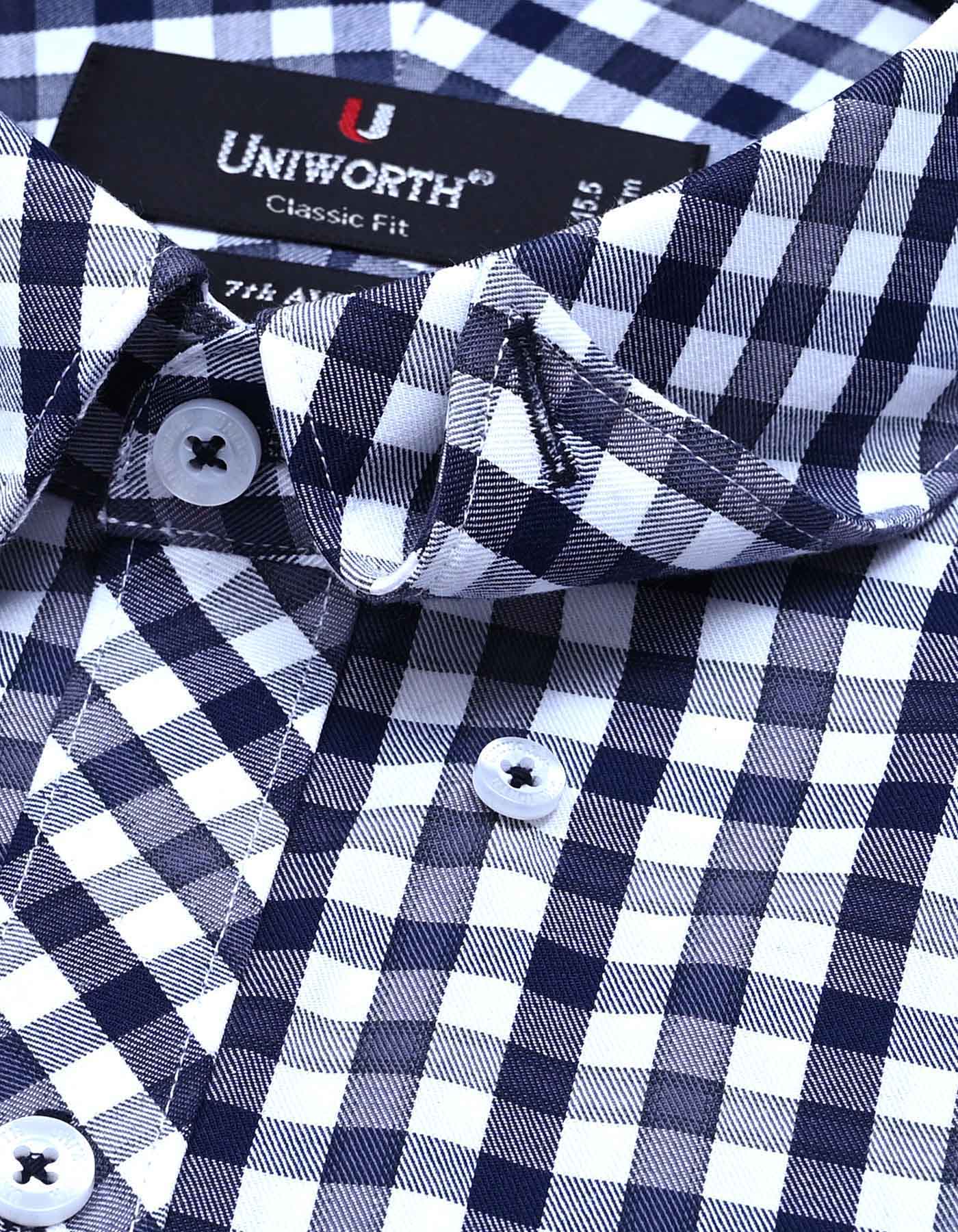 Navy Check Classic Fit Shirt - Image 3