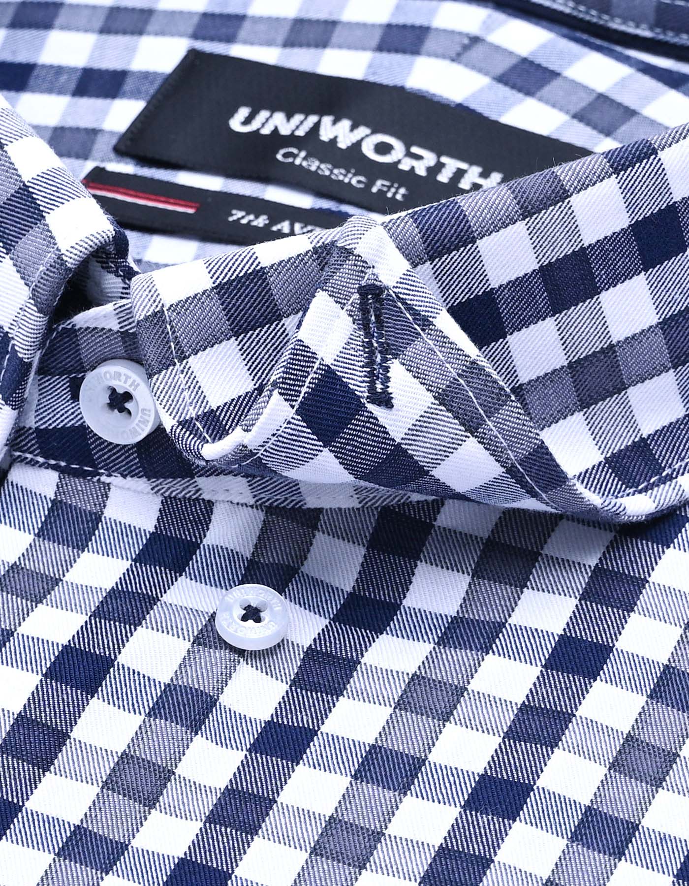 Navy Check Classic Fit Shirt - Image 3