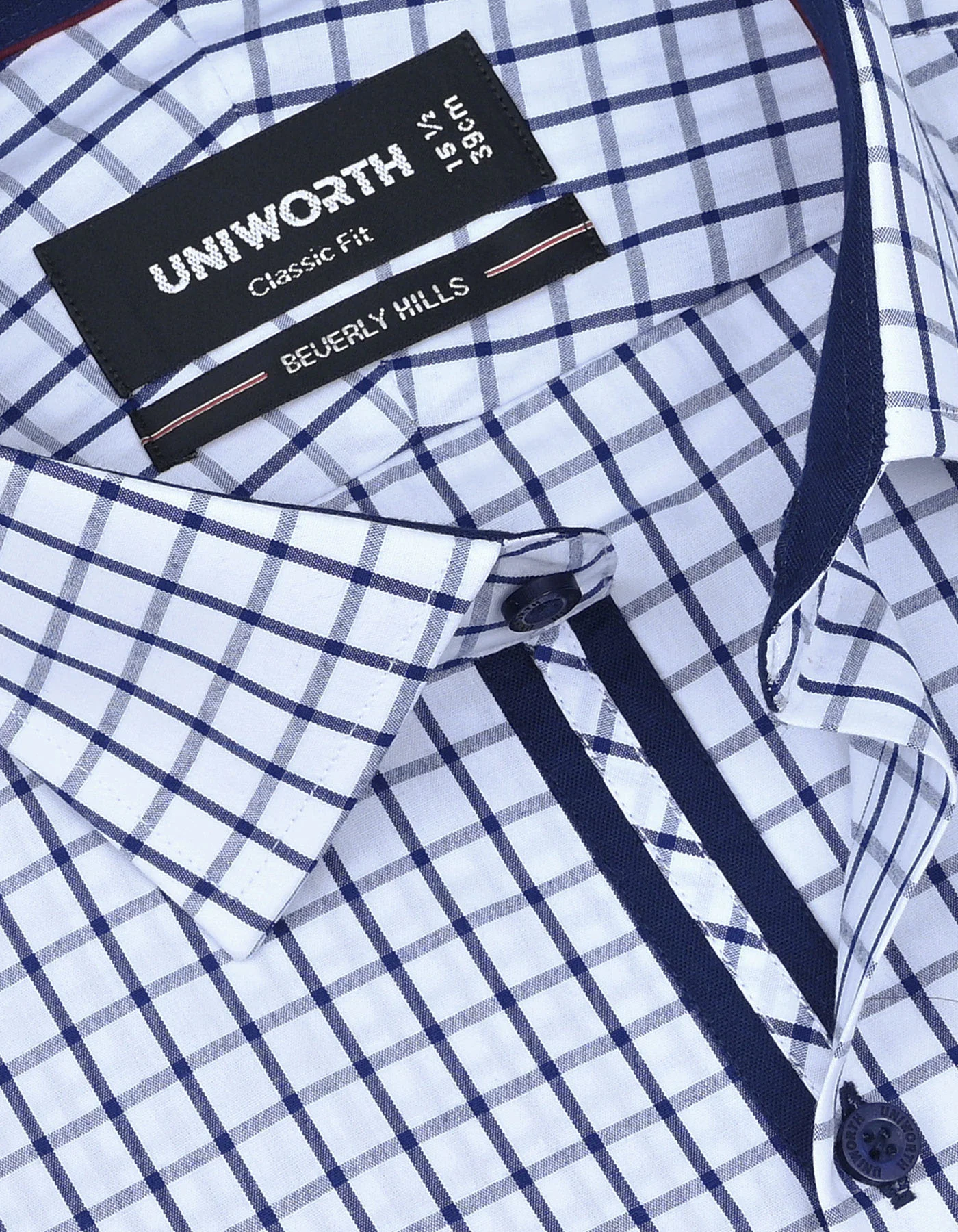 Navy Check Classic Fit Shirt - Image 2