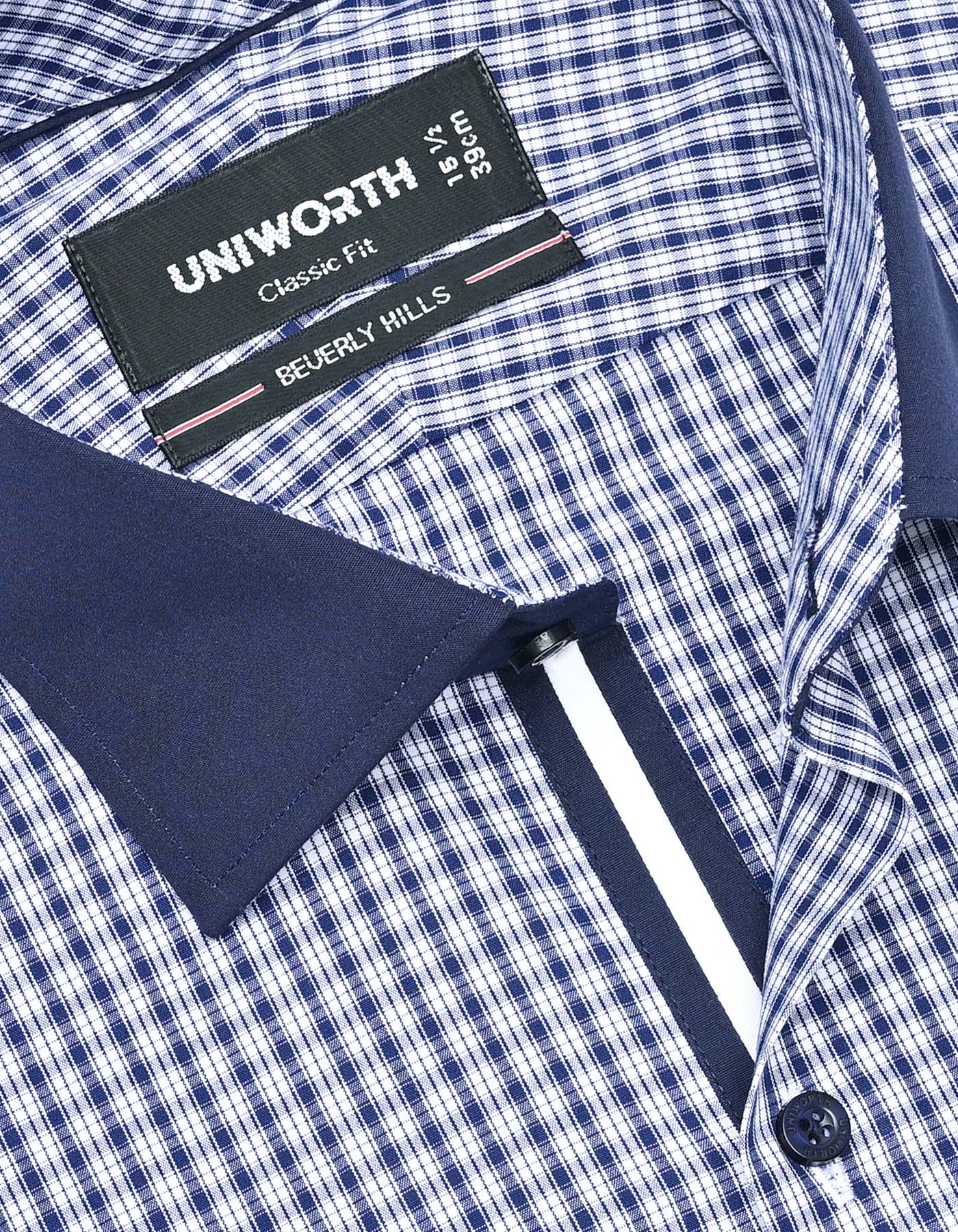 Navy Check Classic Fit Shirt - Image 2