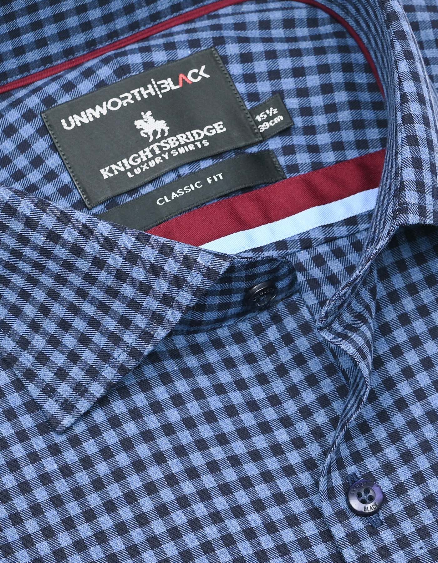 Navy Check Classic Fit Shirt - Image 2