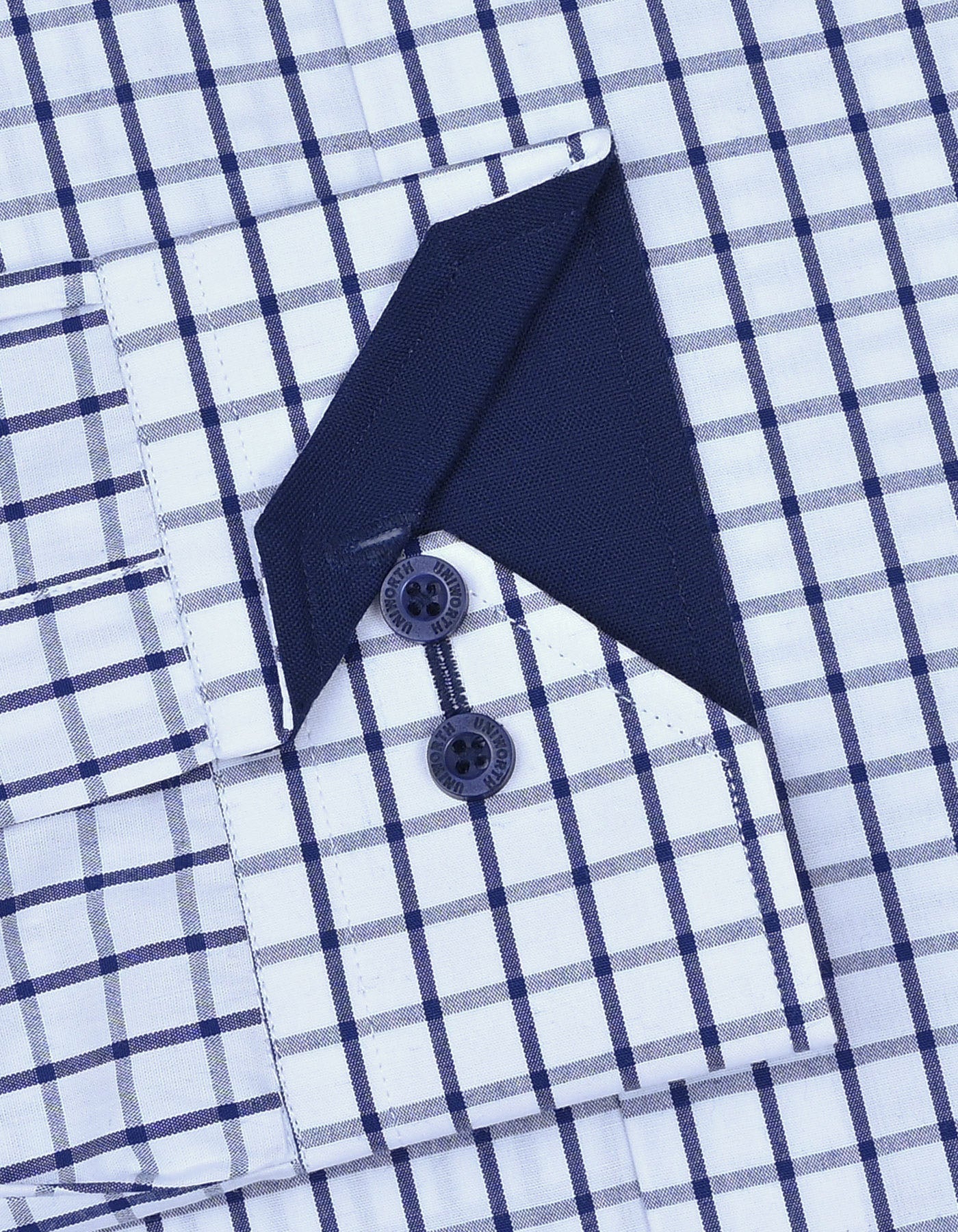 Navy Check Smart Fit Shirt - Image 3