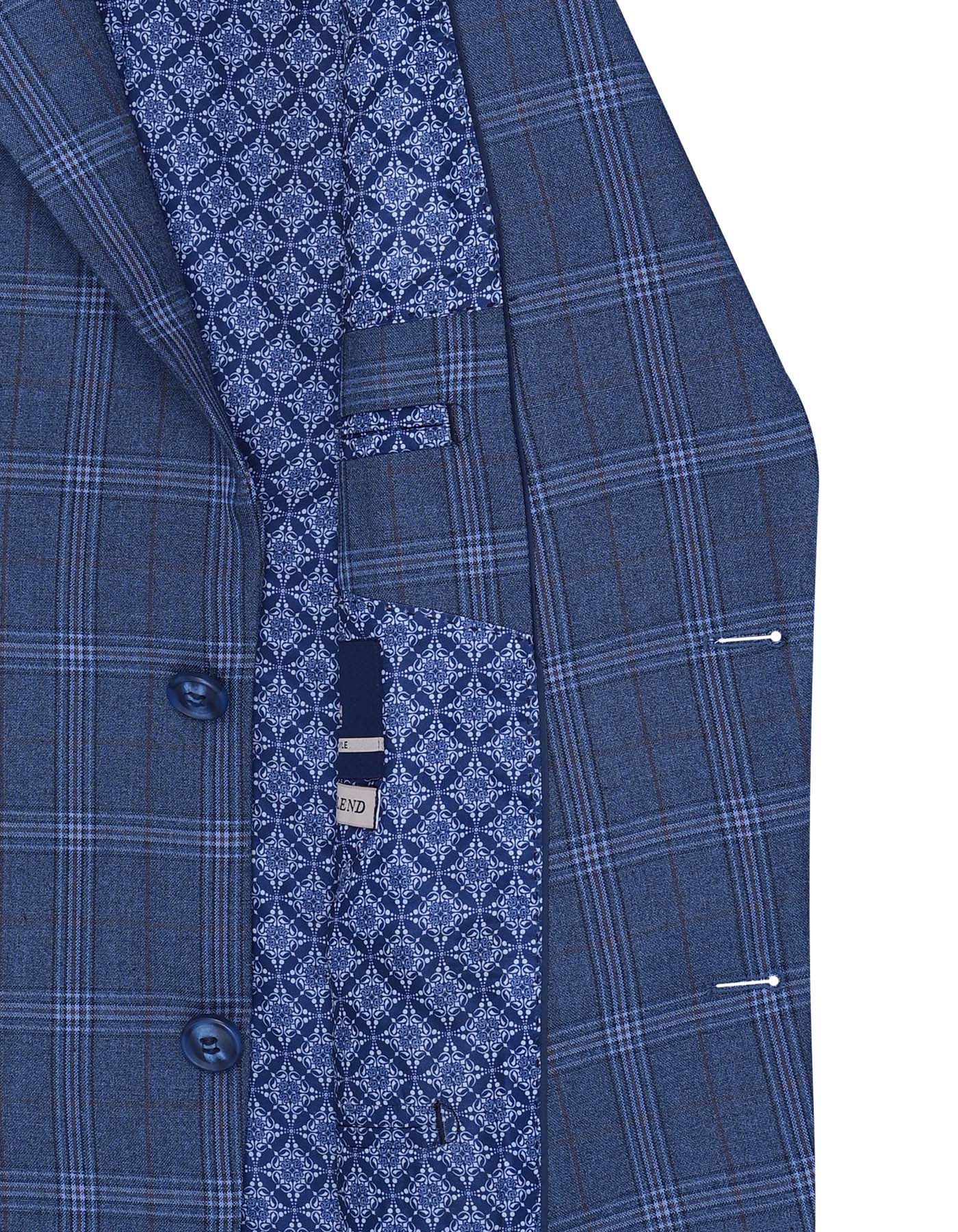 Navy Check Tailored Smart Fit Coat - Image 5